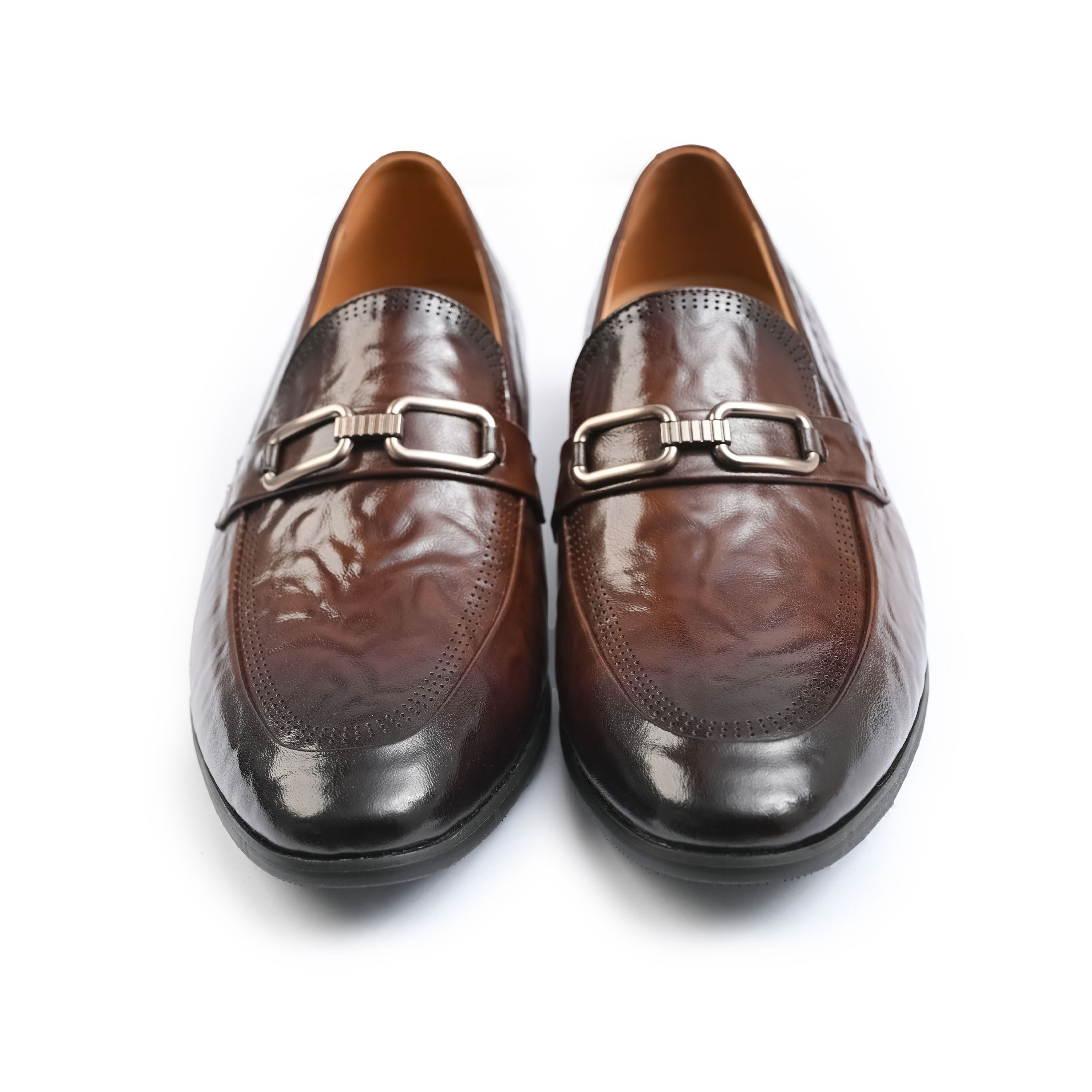 BROWN TEXTURED DOTTED SHOES