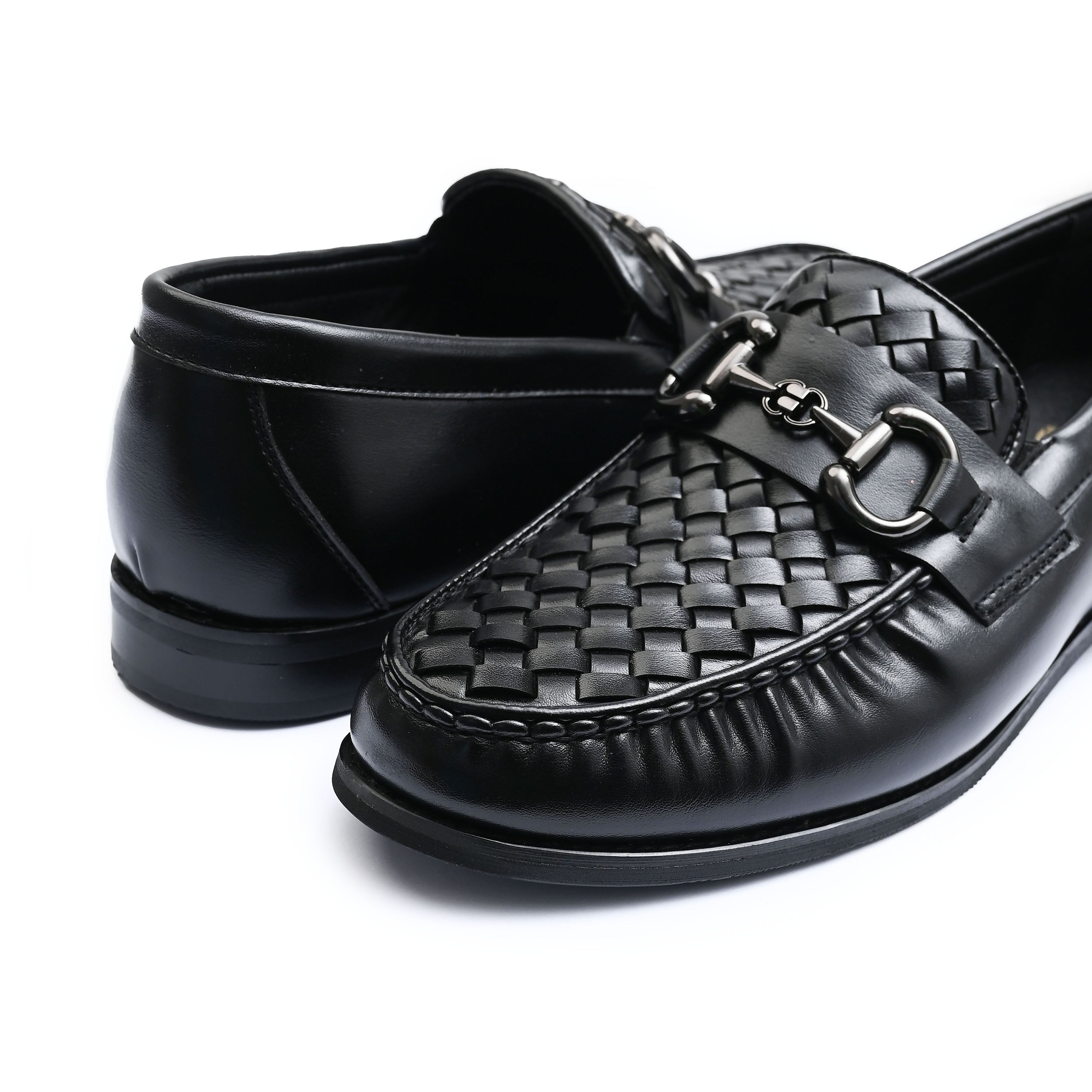 BLACK BRAIDED SNAFFLE LOAFER