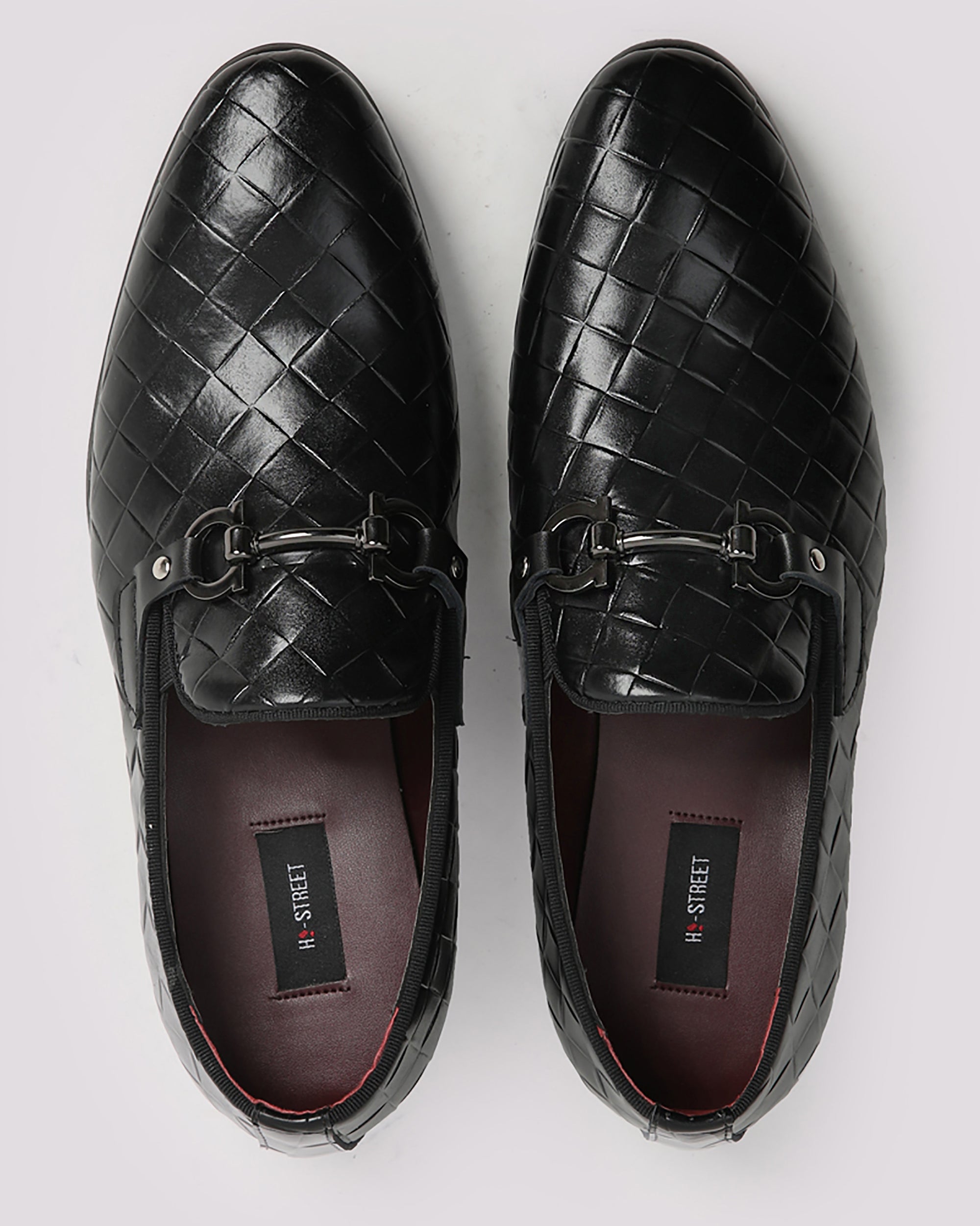 Black Embossed Leather Shoes