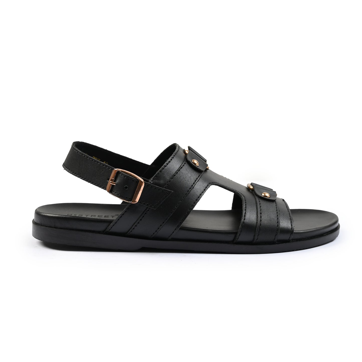 BLACK LEATHER COMFORT SANDAL