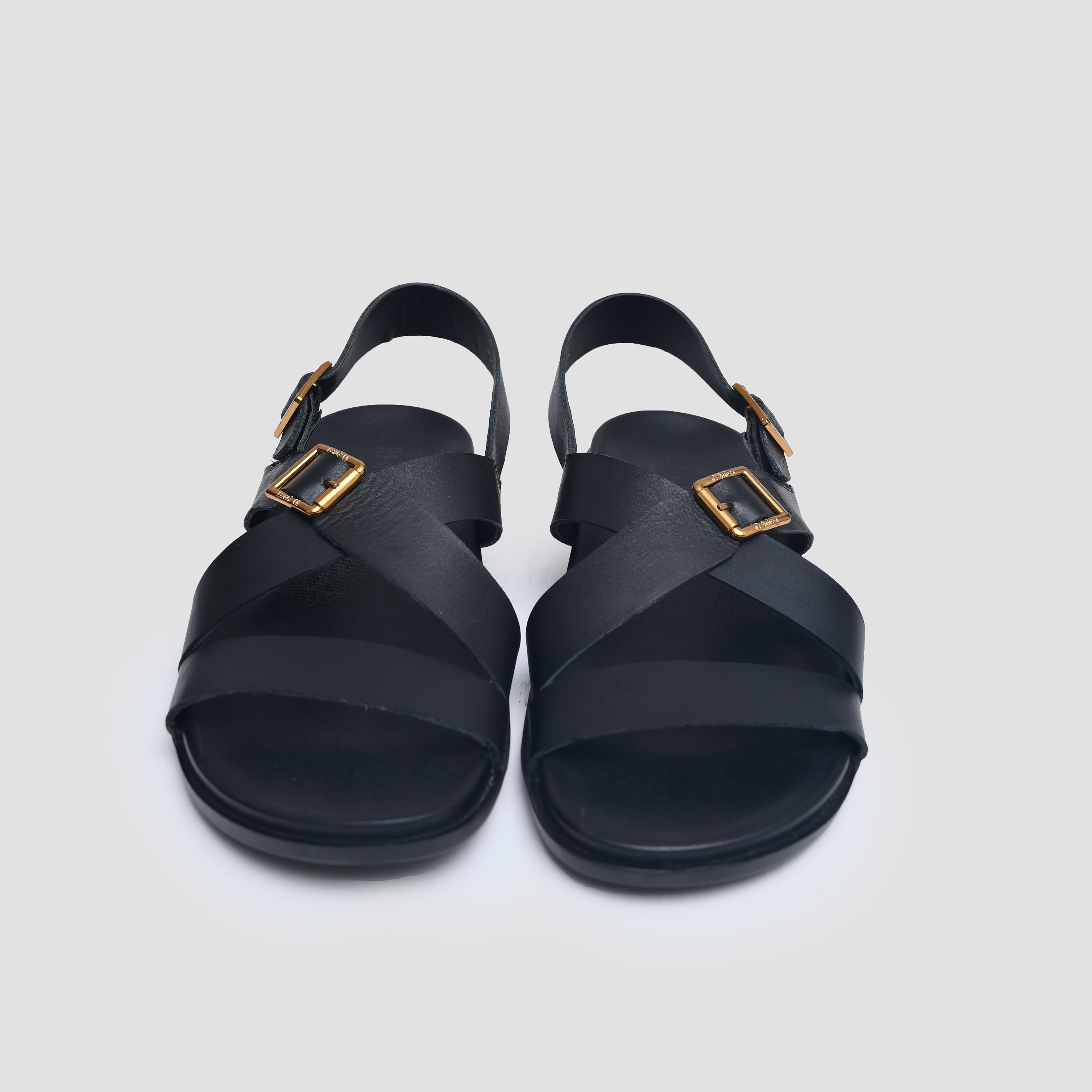 BLACK ANILINE LEATHER SANDAL