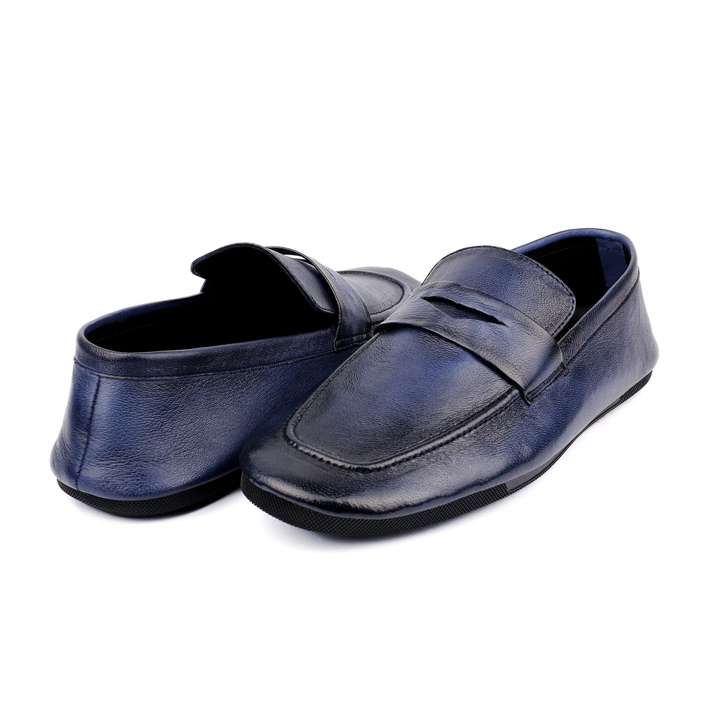NAVY TWO TONE LEATHER LOAFERS