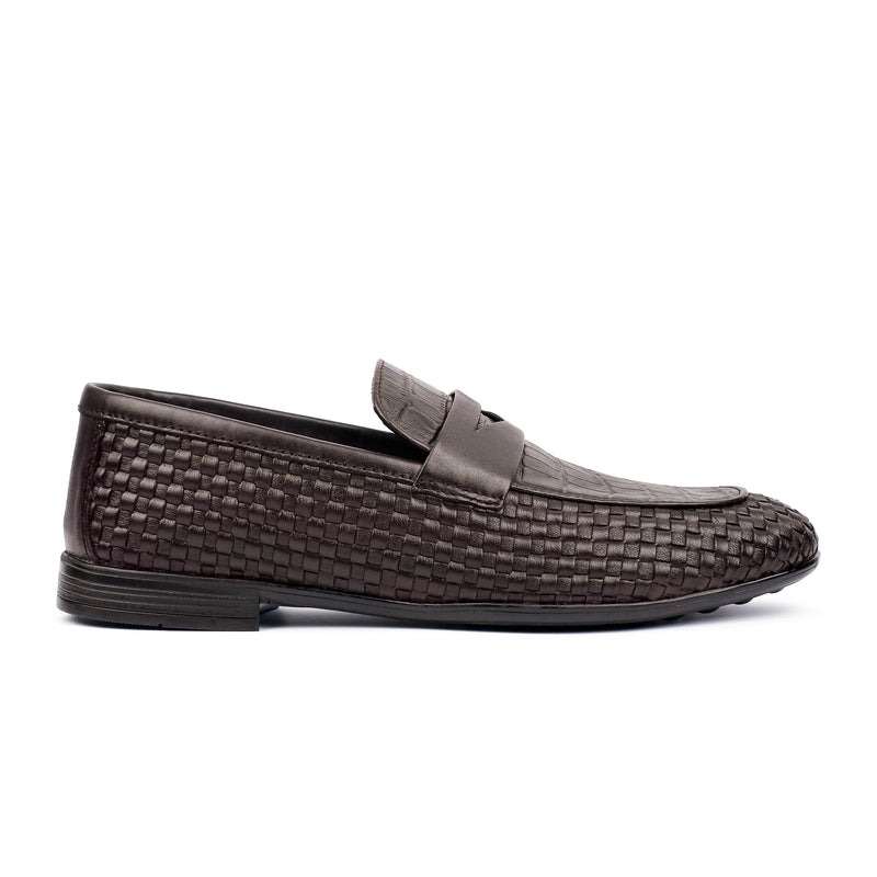 TEXTURED LEATHER BROWN SHOES
