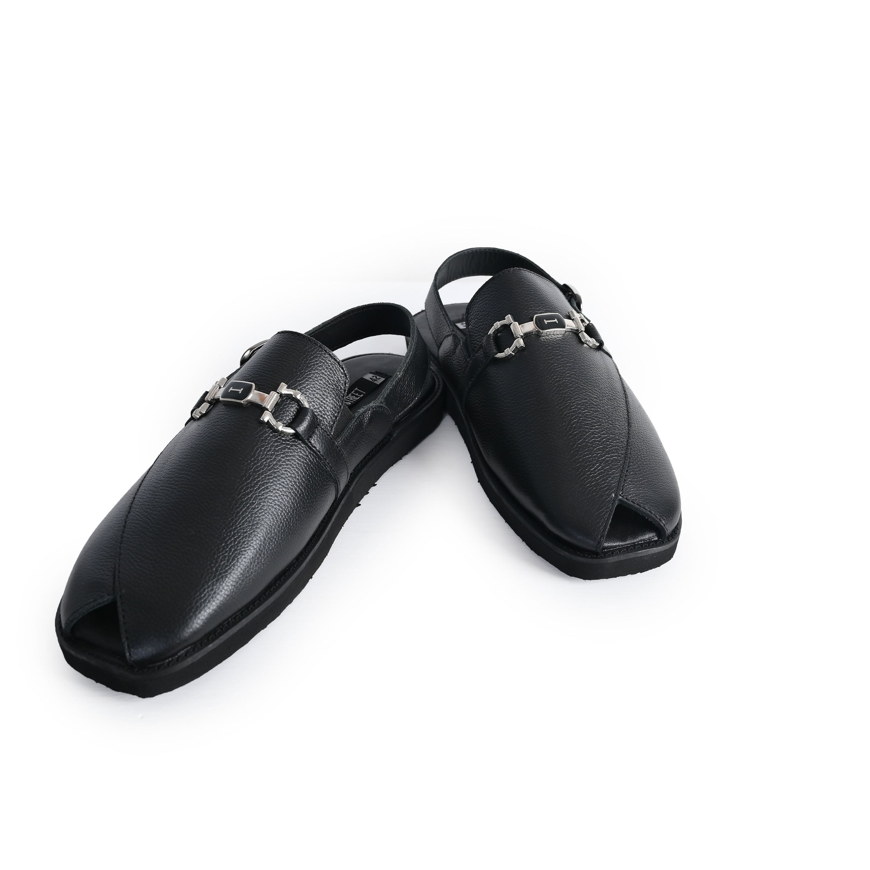 BLACK MILT LEATHER SANDAL