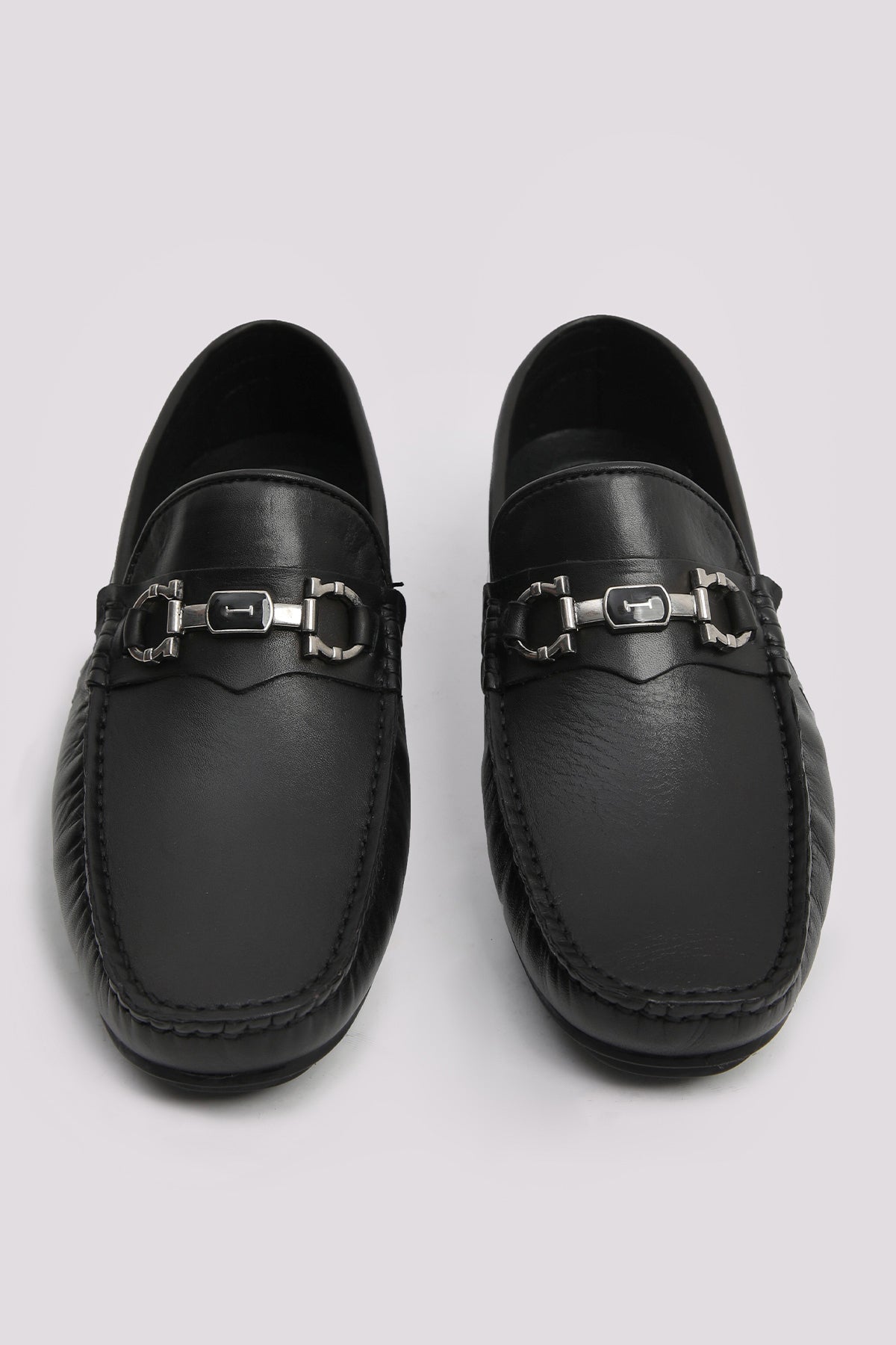 BLACK ANILINE LEATHER MOCCASIN