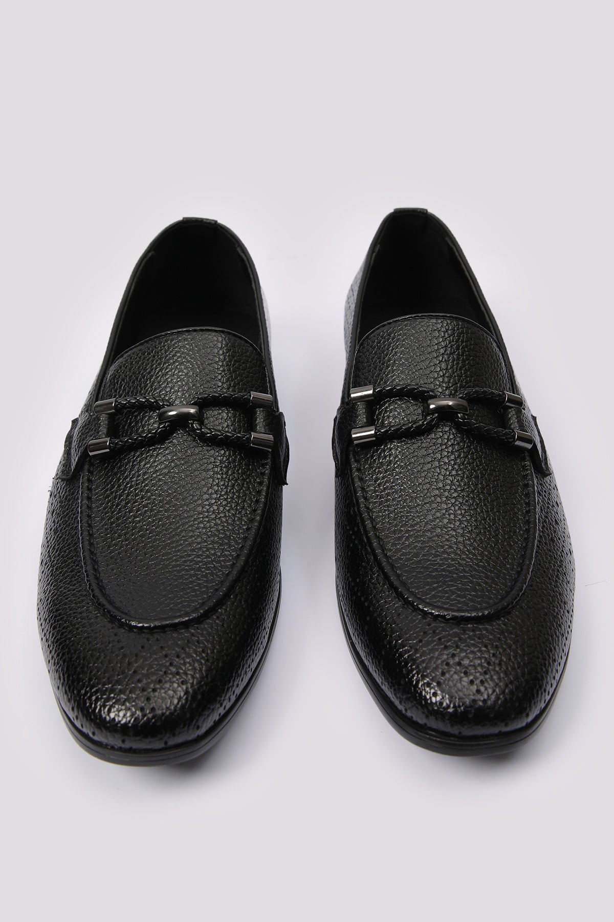 BLACK MILT LEATHER LOAFERS