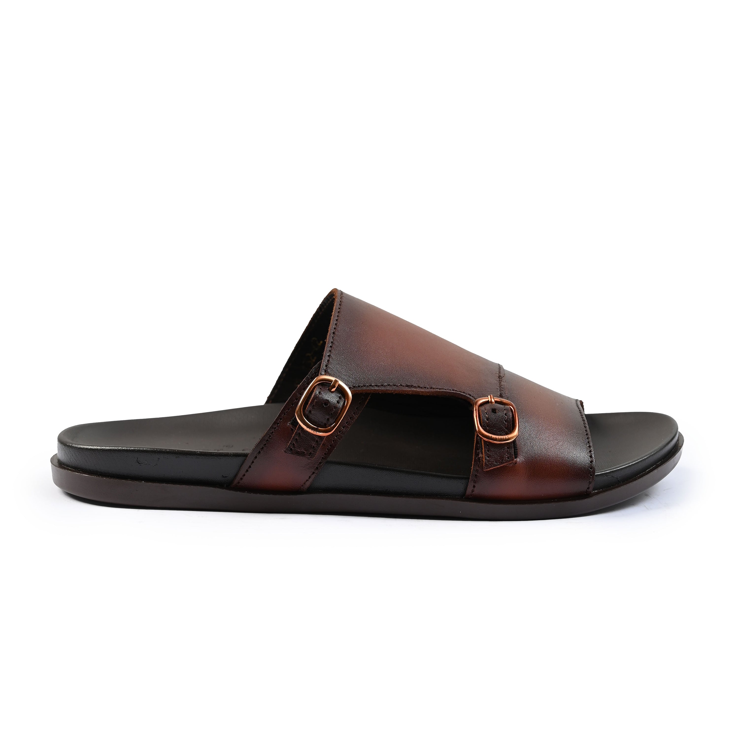 DOUBLE BUCKLE LEATHER SLIPPER