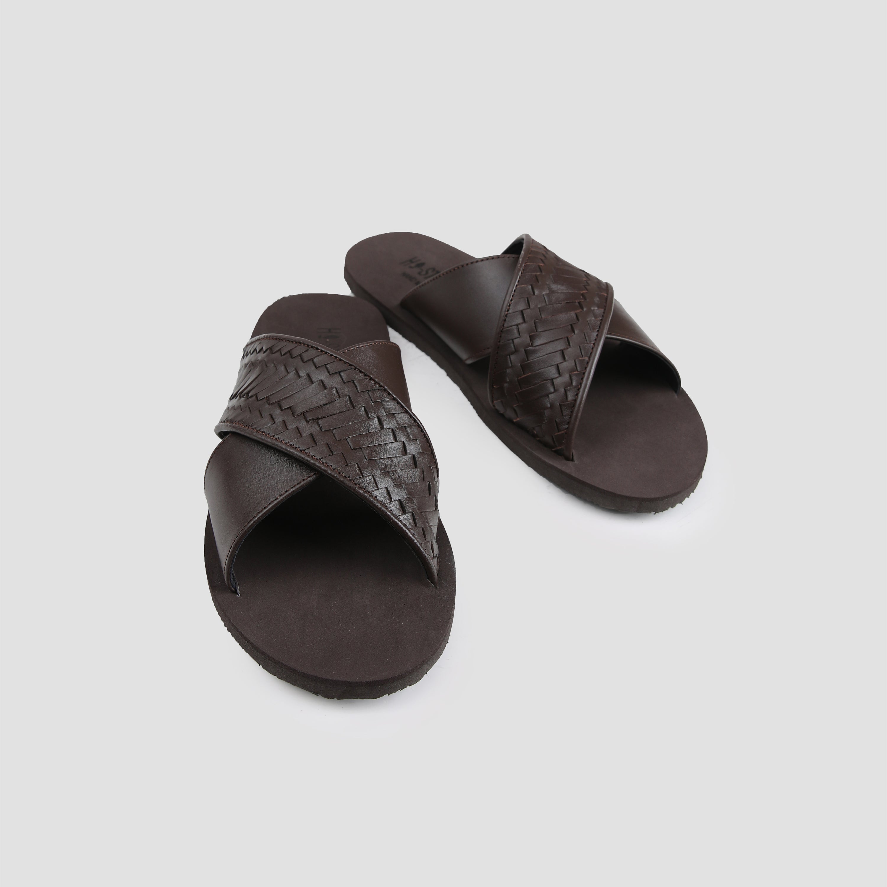 BROWN CROSS STRIPE COMFORT SLIPPER