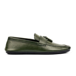 OLIVE LEATHER TASSEL LOAFER