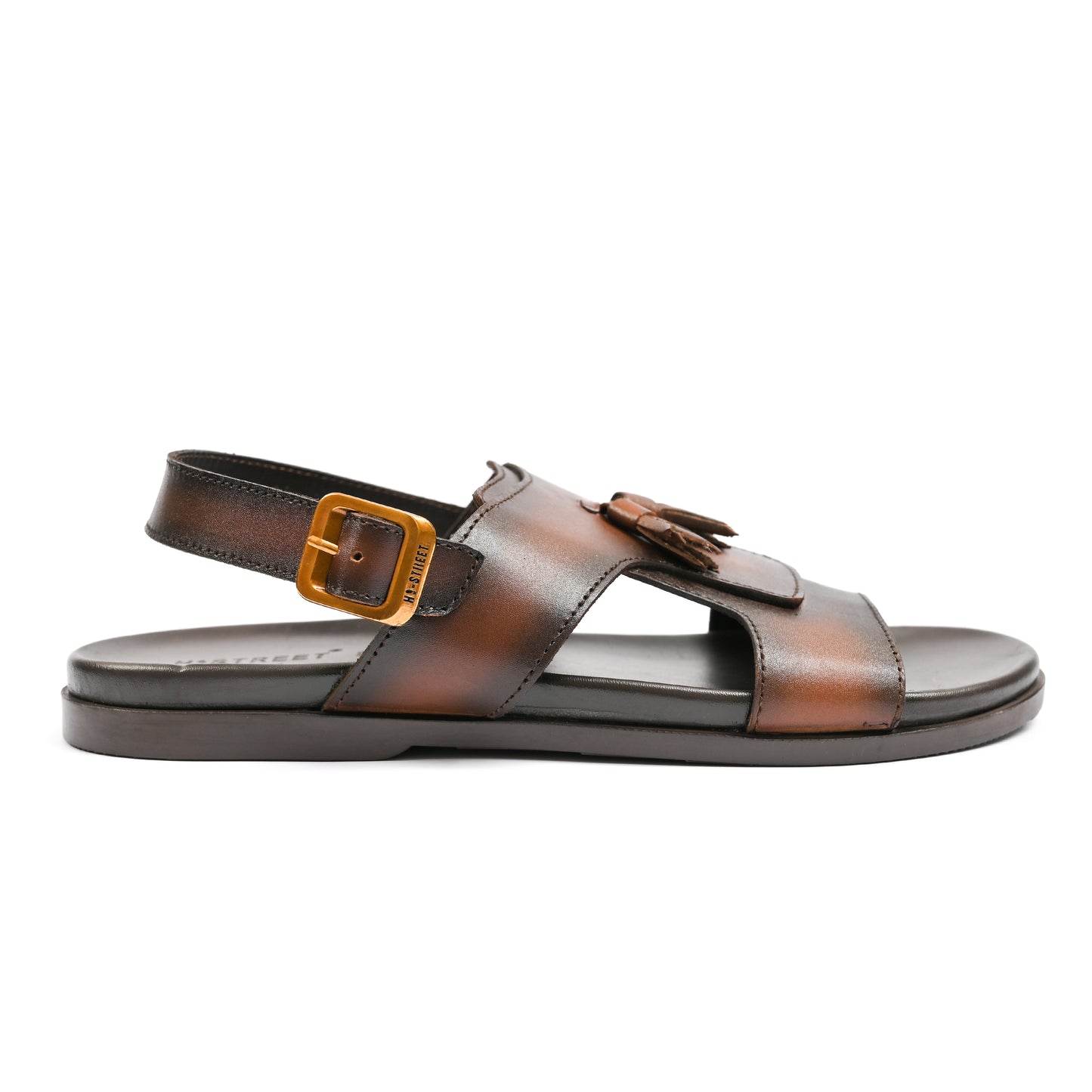 BROWN LEATHER TASSEL SANDAL