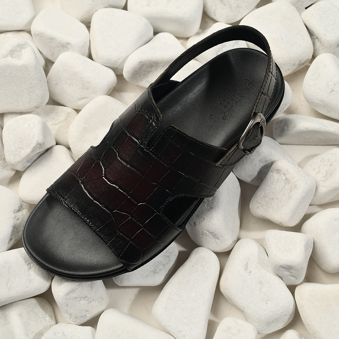 BURNISHED MAROON LEATHER SANDAL