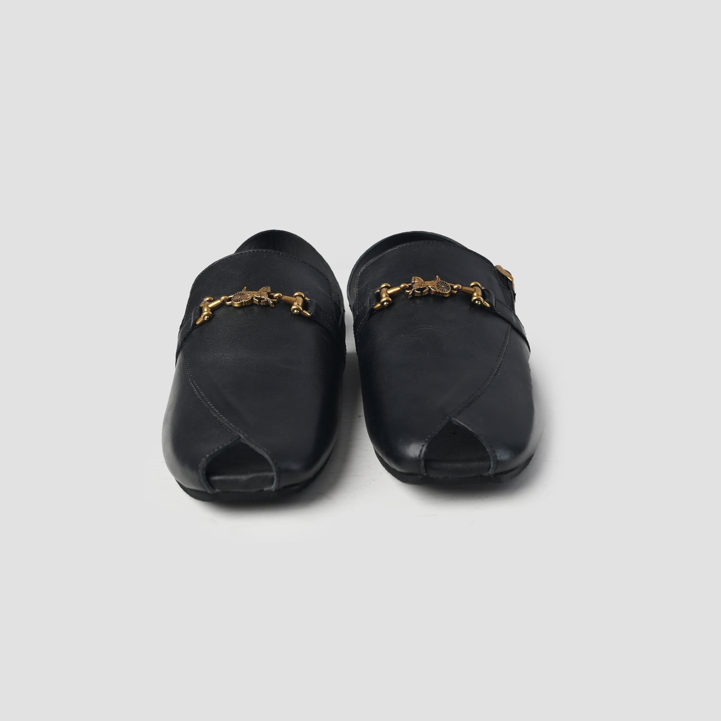 BLACK PEBBLE GRAIN LEATHER SANDAL