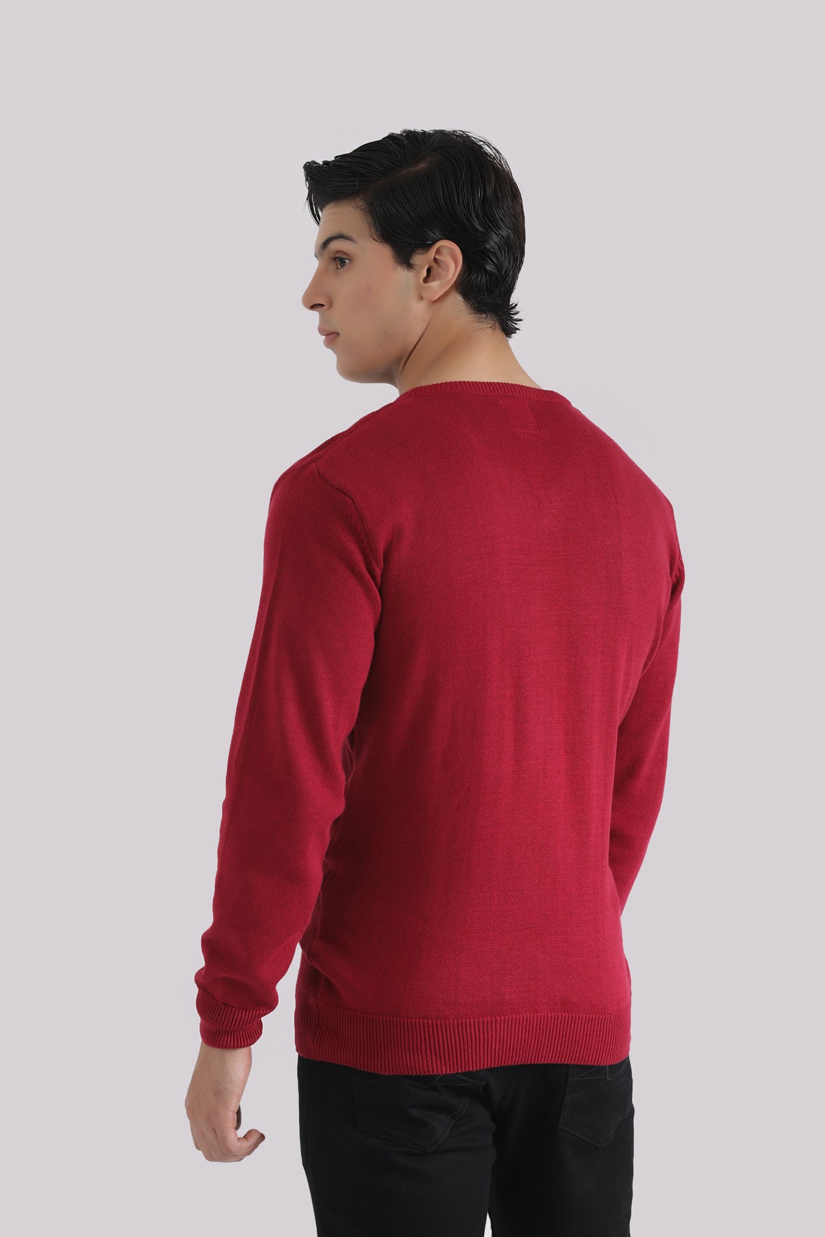 RED BASIC KNIT SWEATER