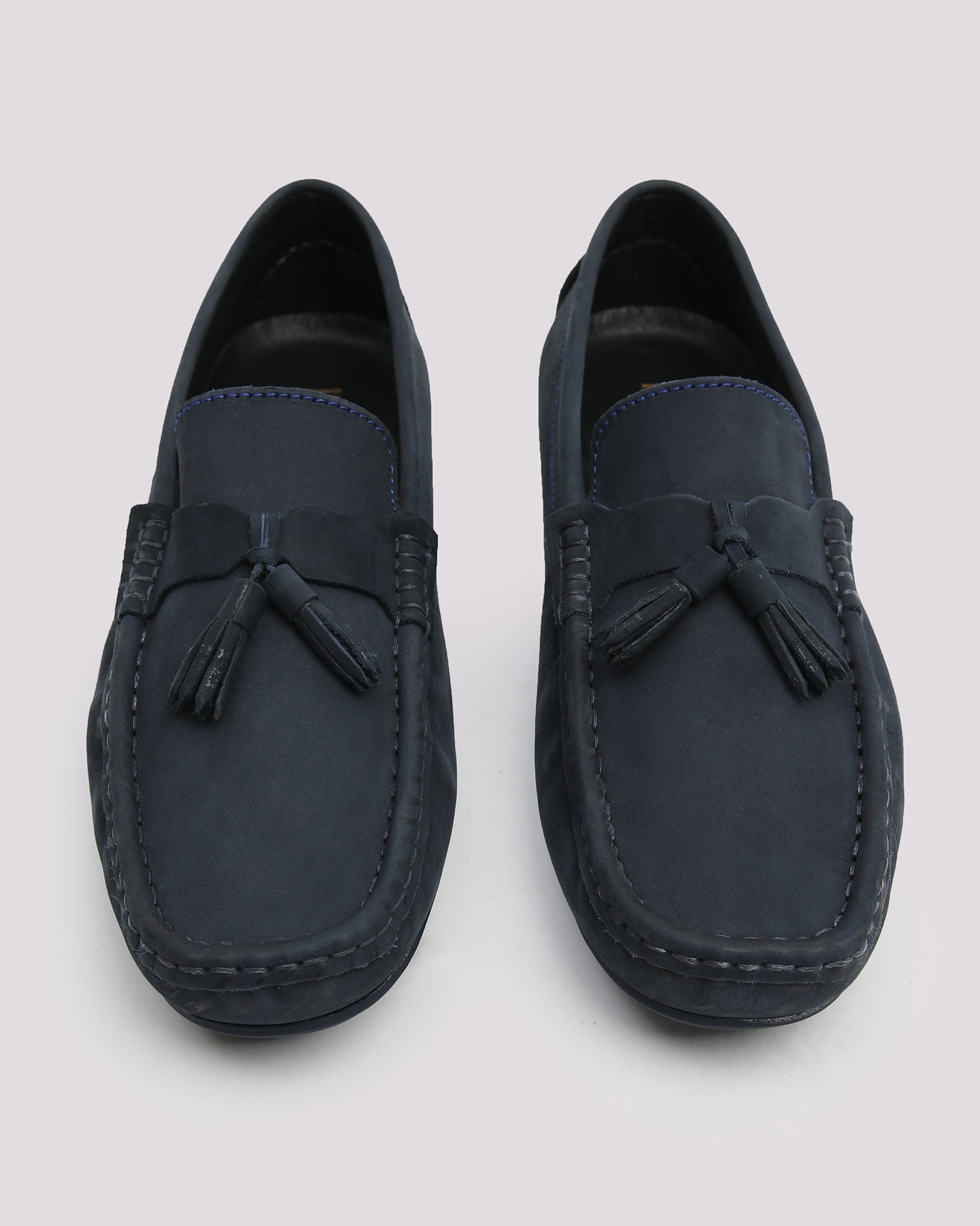 Navy Suede Loafer With Tassel