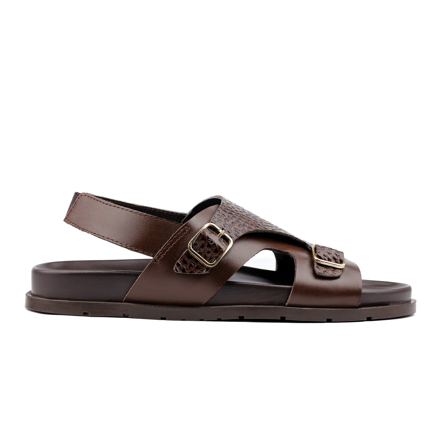 DOUBLE BUCKLE LEATHER SANDAL
