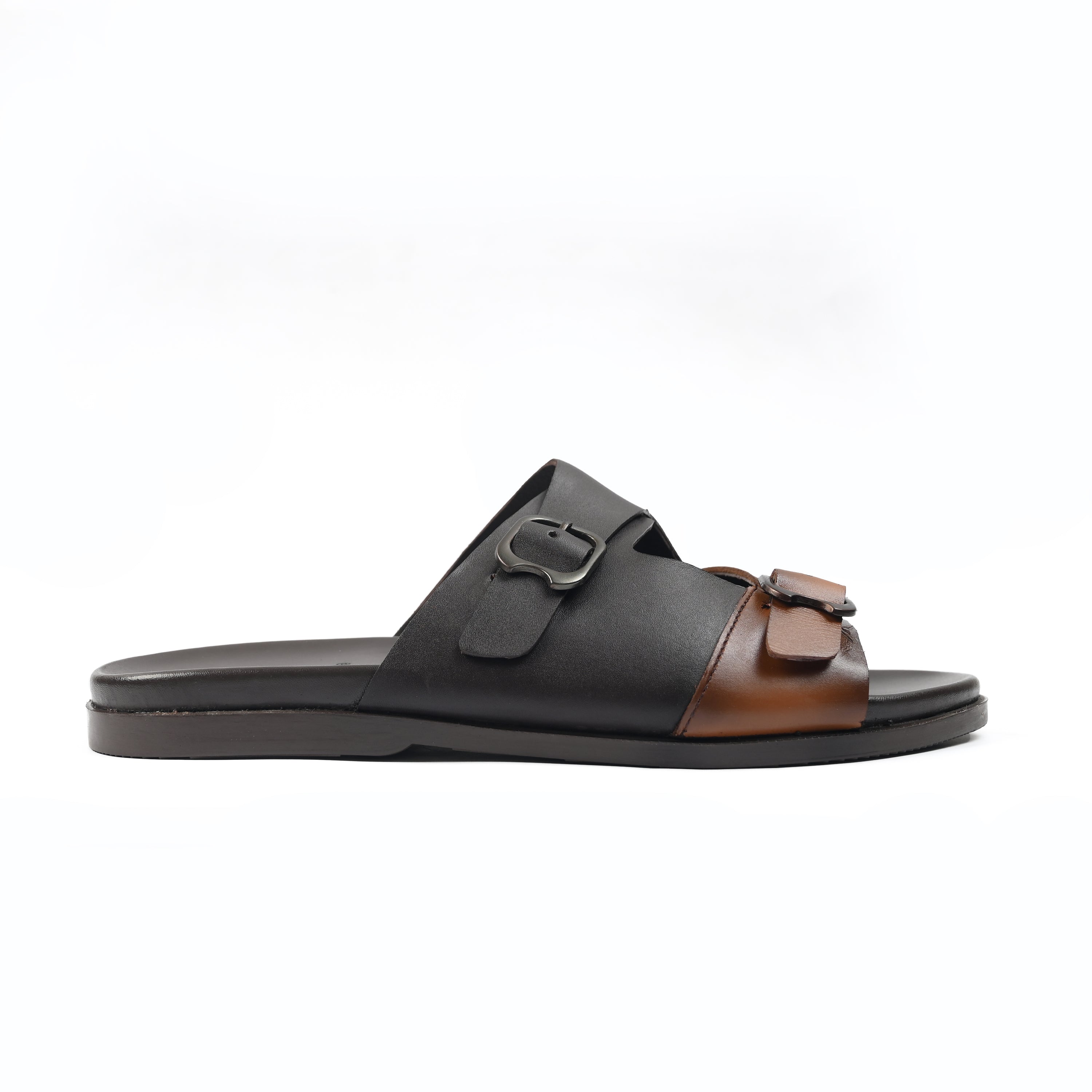 DOUBLE BUCKLE LEATHER SLIPPER