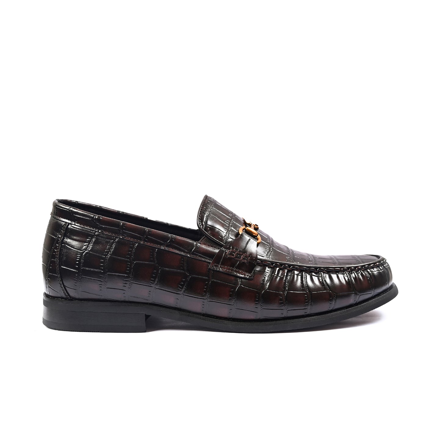BROWN CROCO TEXTURED SHOES