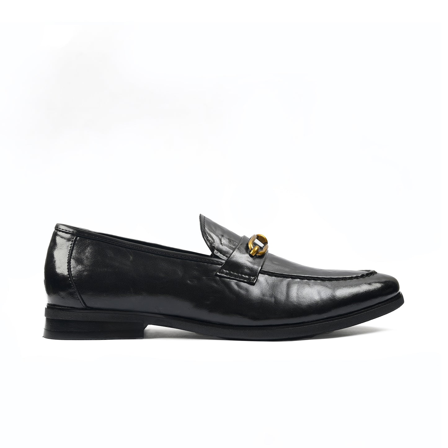 BLACK PATENT BUCKLE SHOES