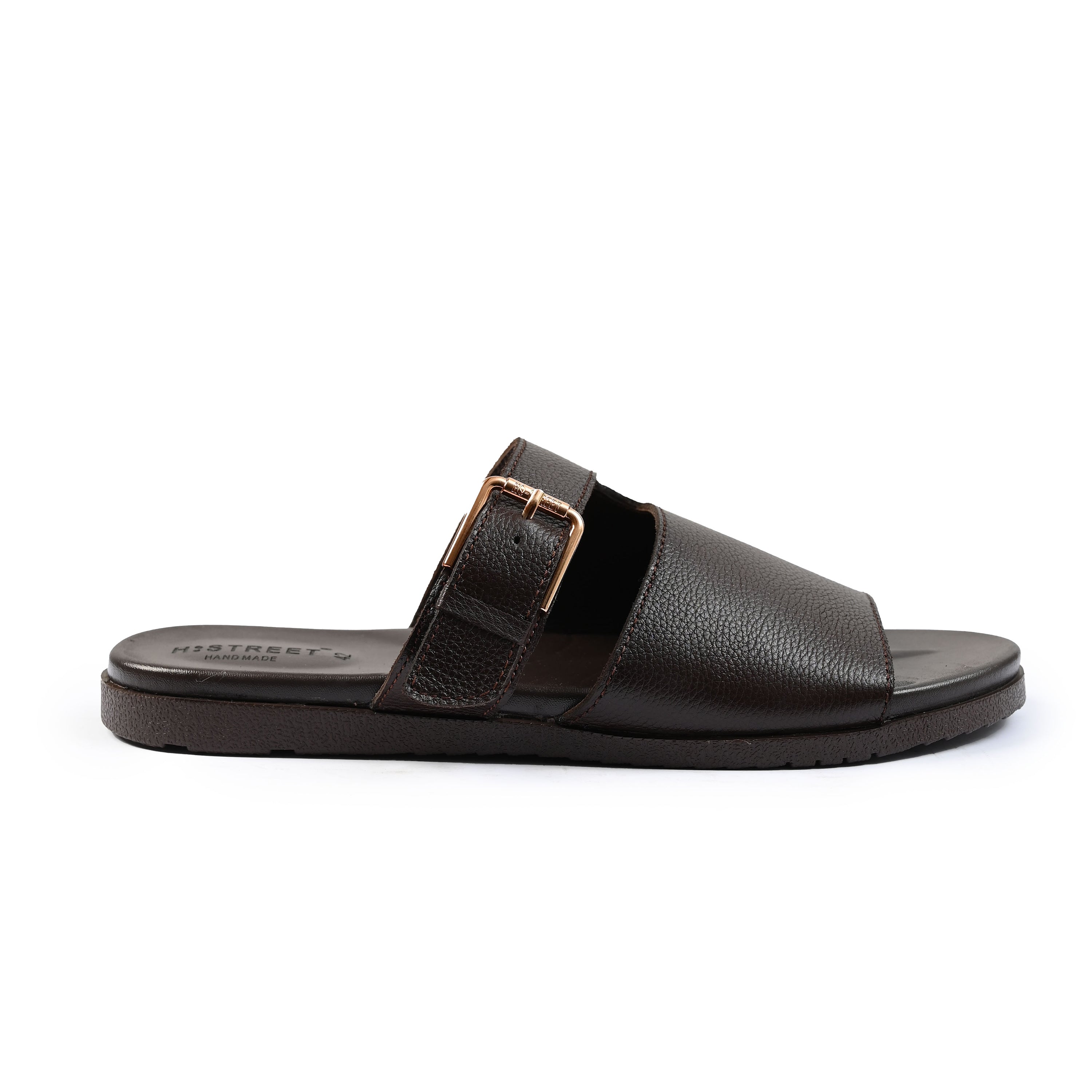 BROWN LEATHER COMFY SLIPPER