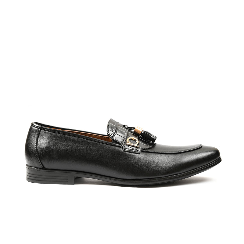 BLACK TASSEL LEATHER SHOES