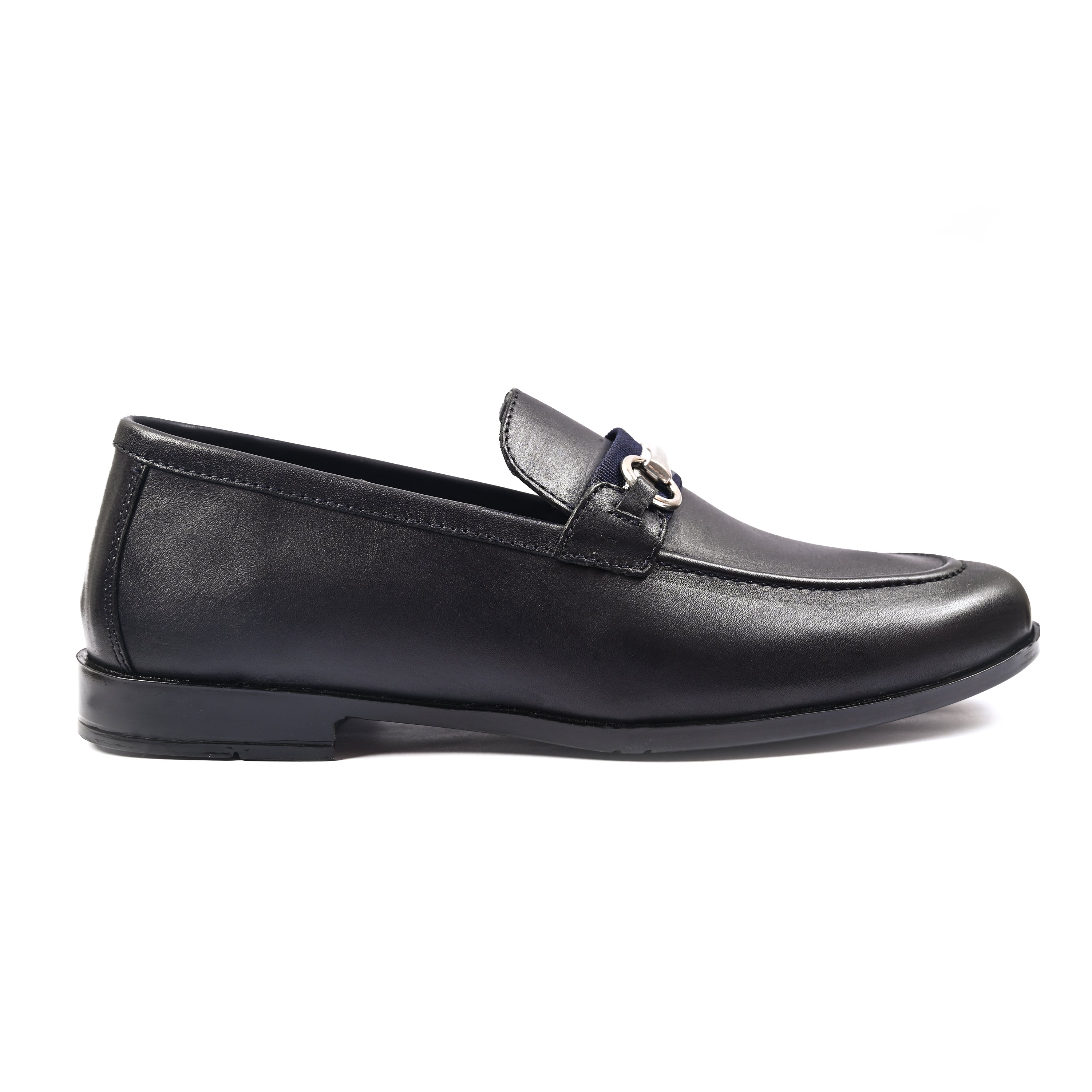 NAVY ANILINE LEATHER SHOES