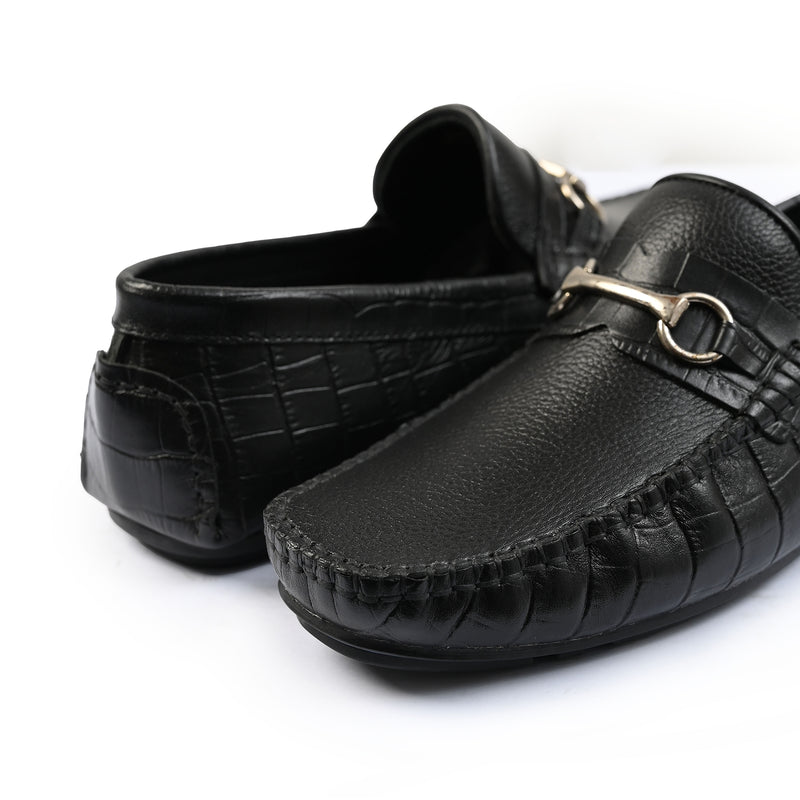 BLACK LEATHER MOCCASIN