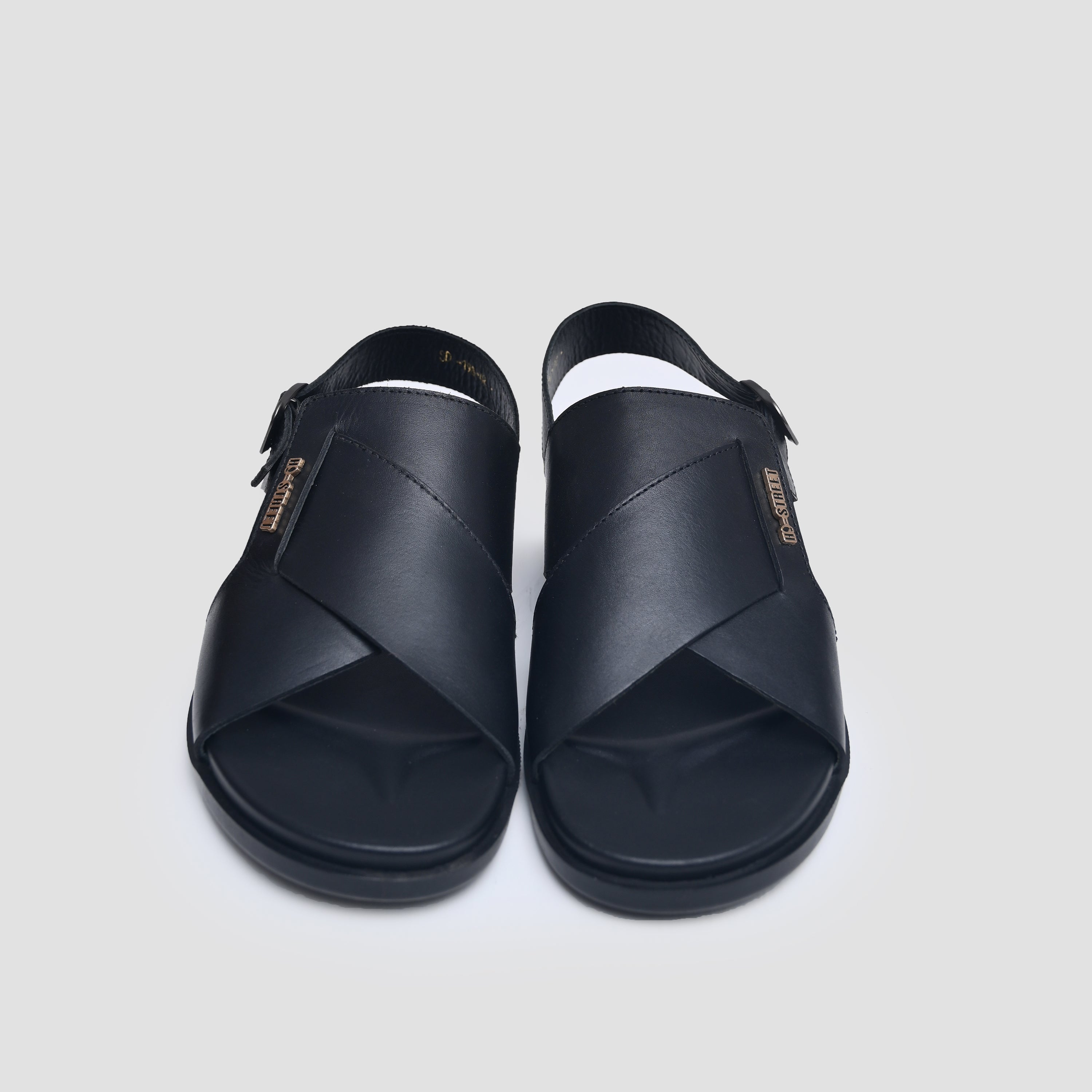 BLACK LEATHER COMFORT SANDAL