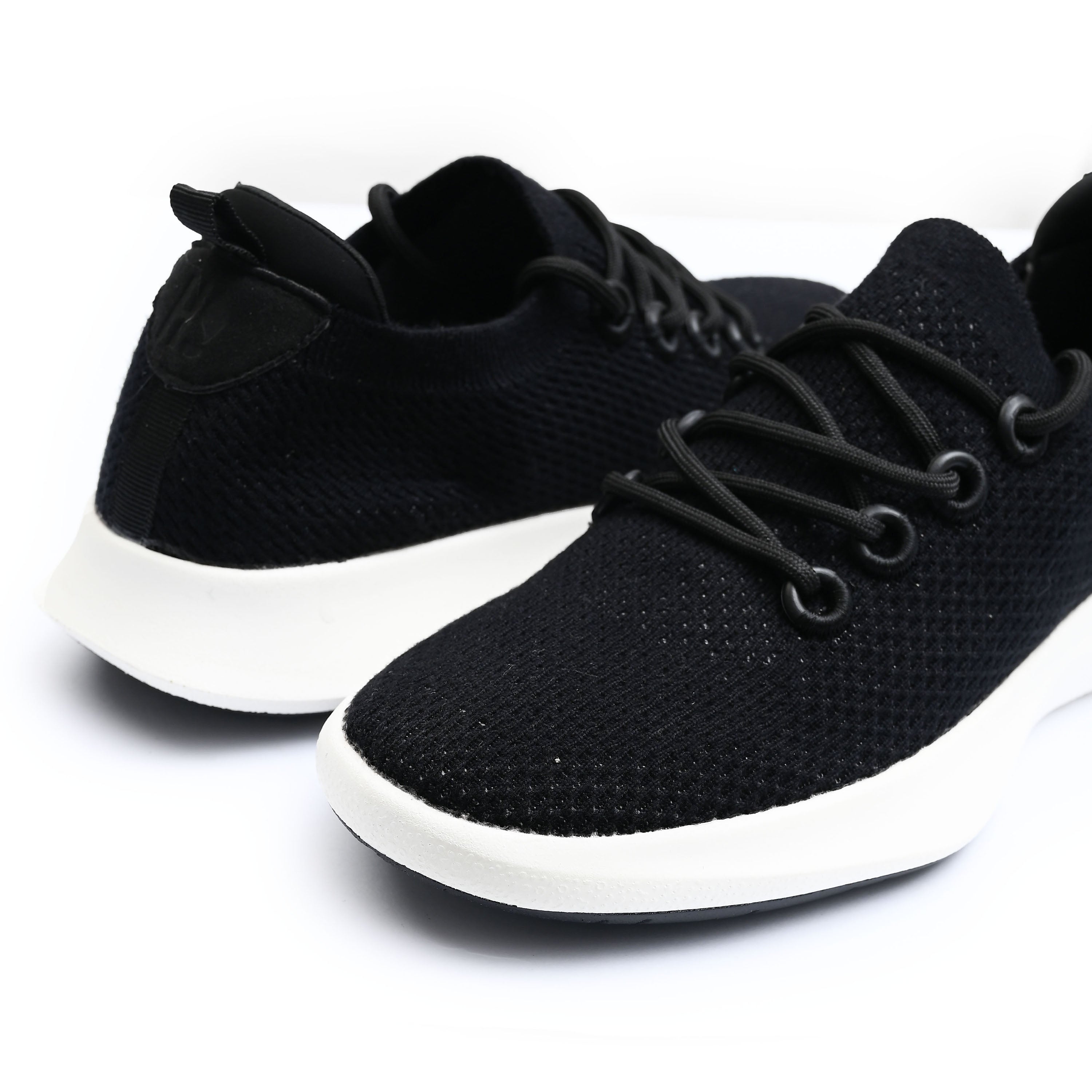 BLACK KNIT LACE UP SHOES