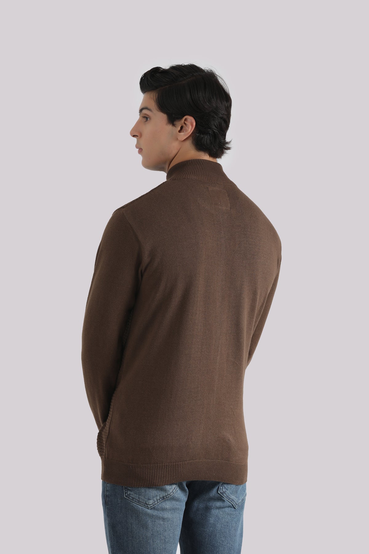 BROWN KNITED ZIPPER CARDIGANS