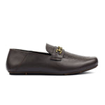 BROWN TEXTURED LEATHER MOCCASIN