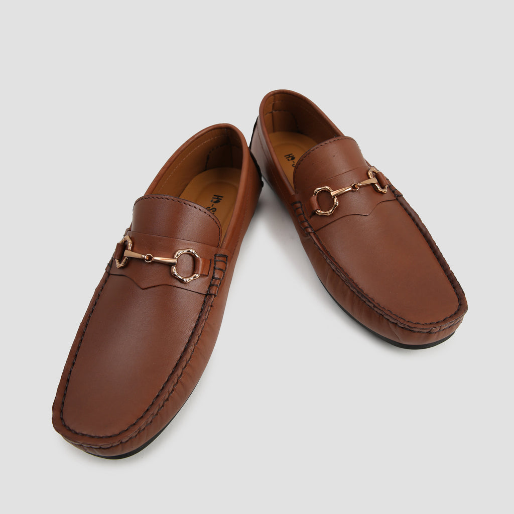 BROWN MOCCASIN WITH GOLDEN BUCKLE