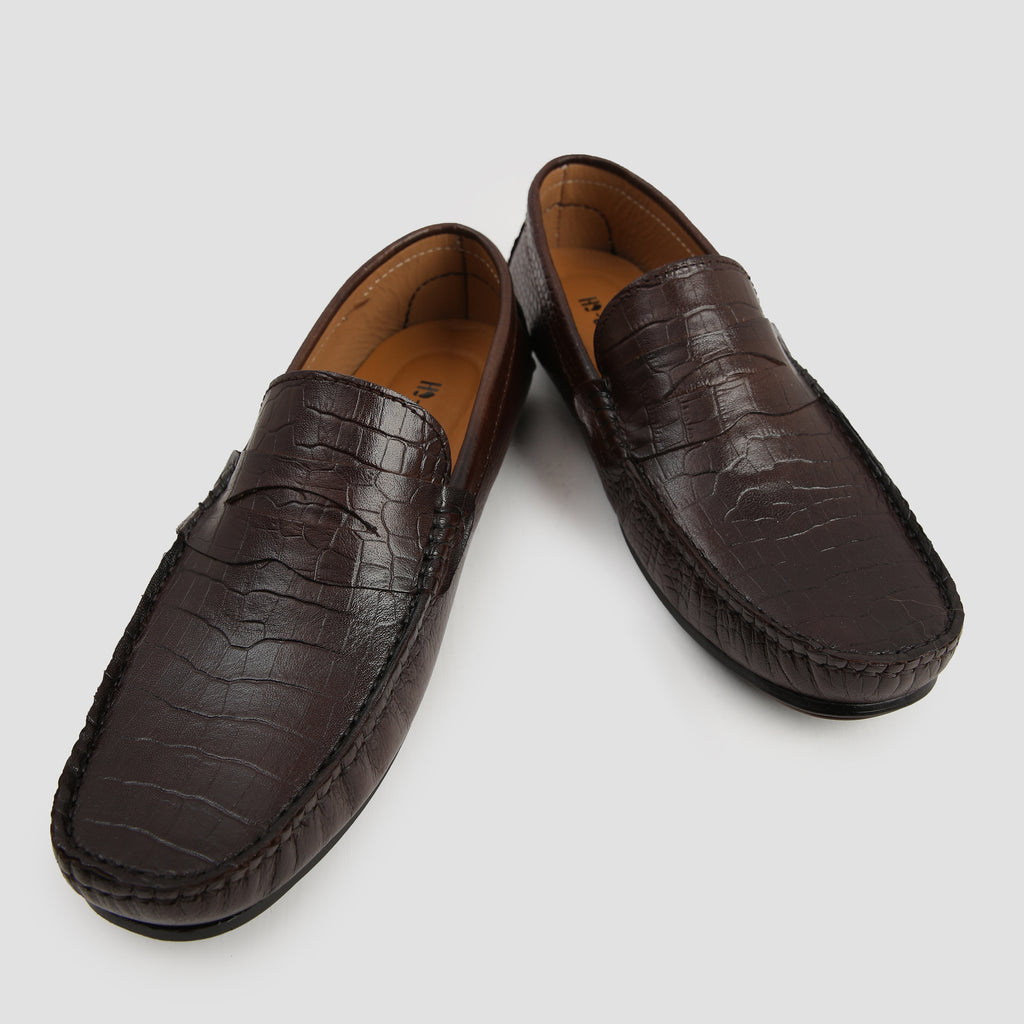 BROWN TEXTURED LEATHER SHOES