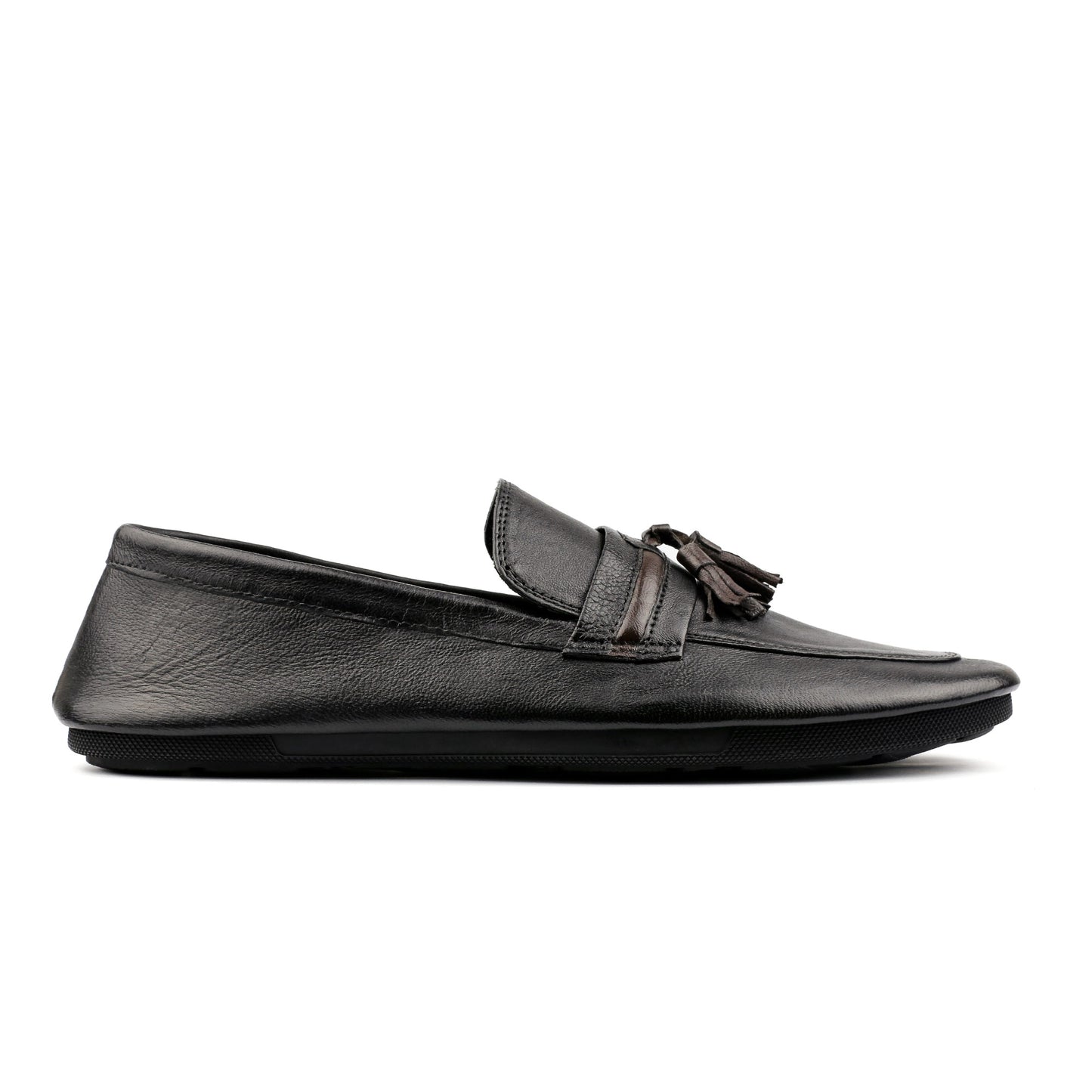 BLACK LEATHER FLEXIBLE LOAFER