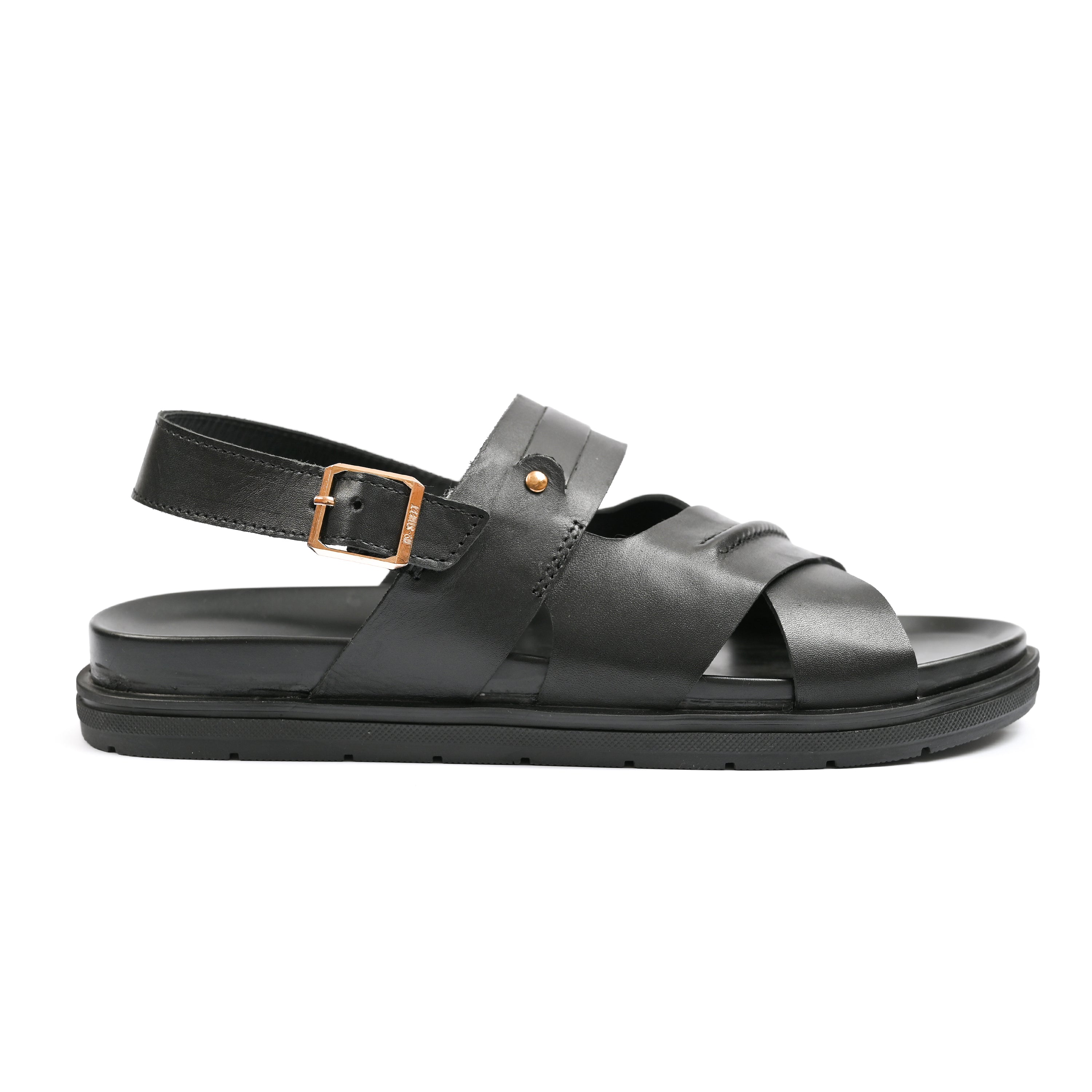 BLACK ANILINE LEATHER SANDAL