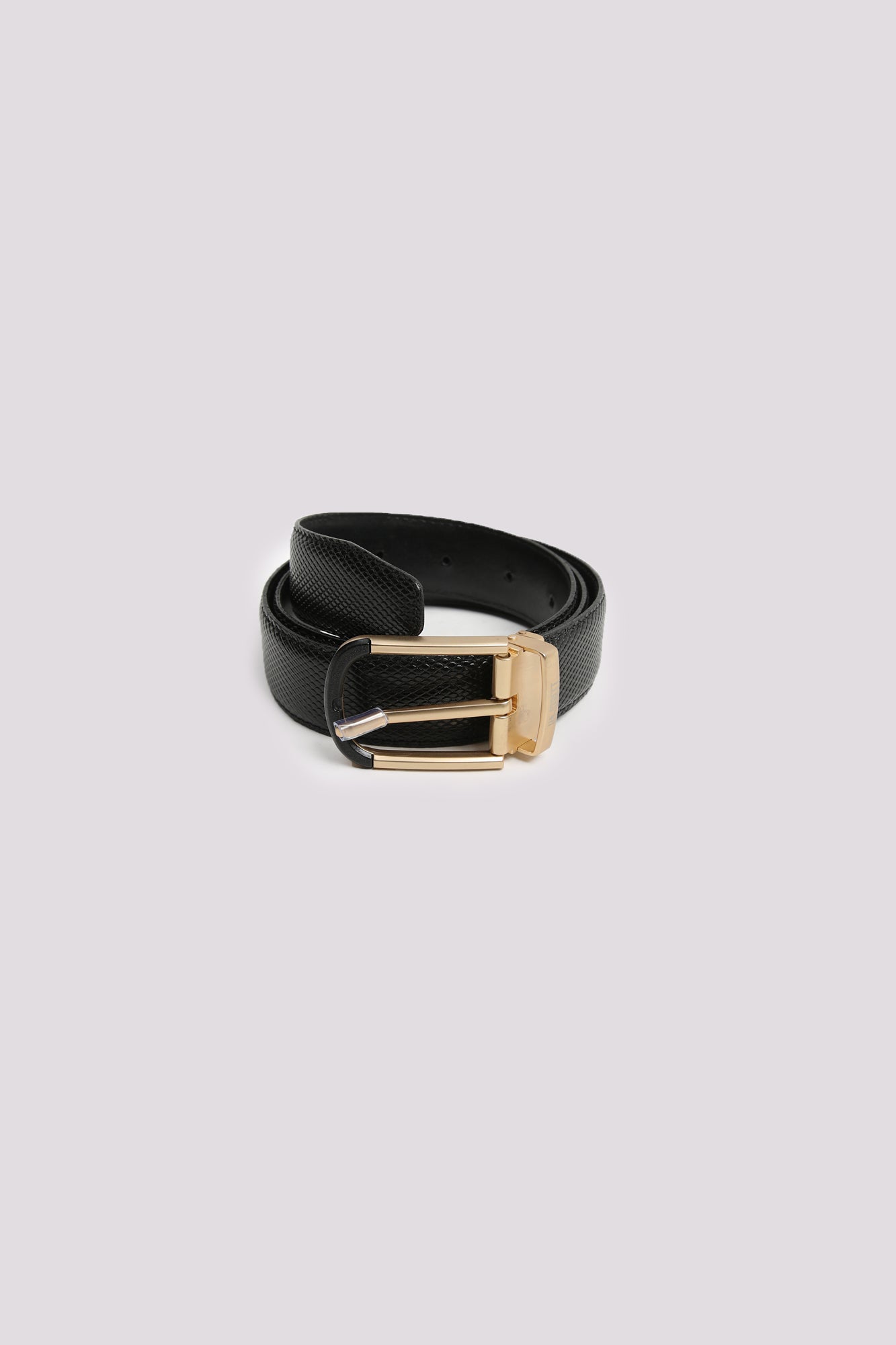 Black Textured Leather Belt