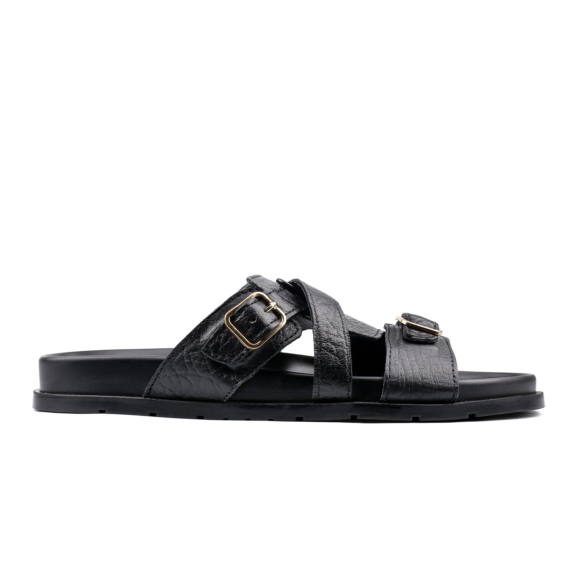 BLACK LEATHER EVA SLIPPER