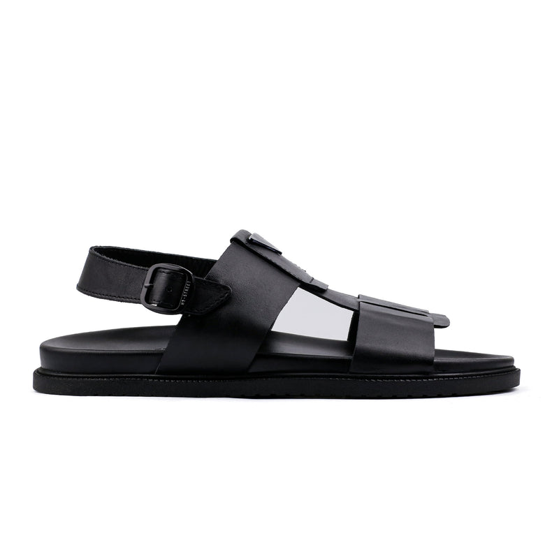 BLACK ANILINE LEATHER SANDAL