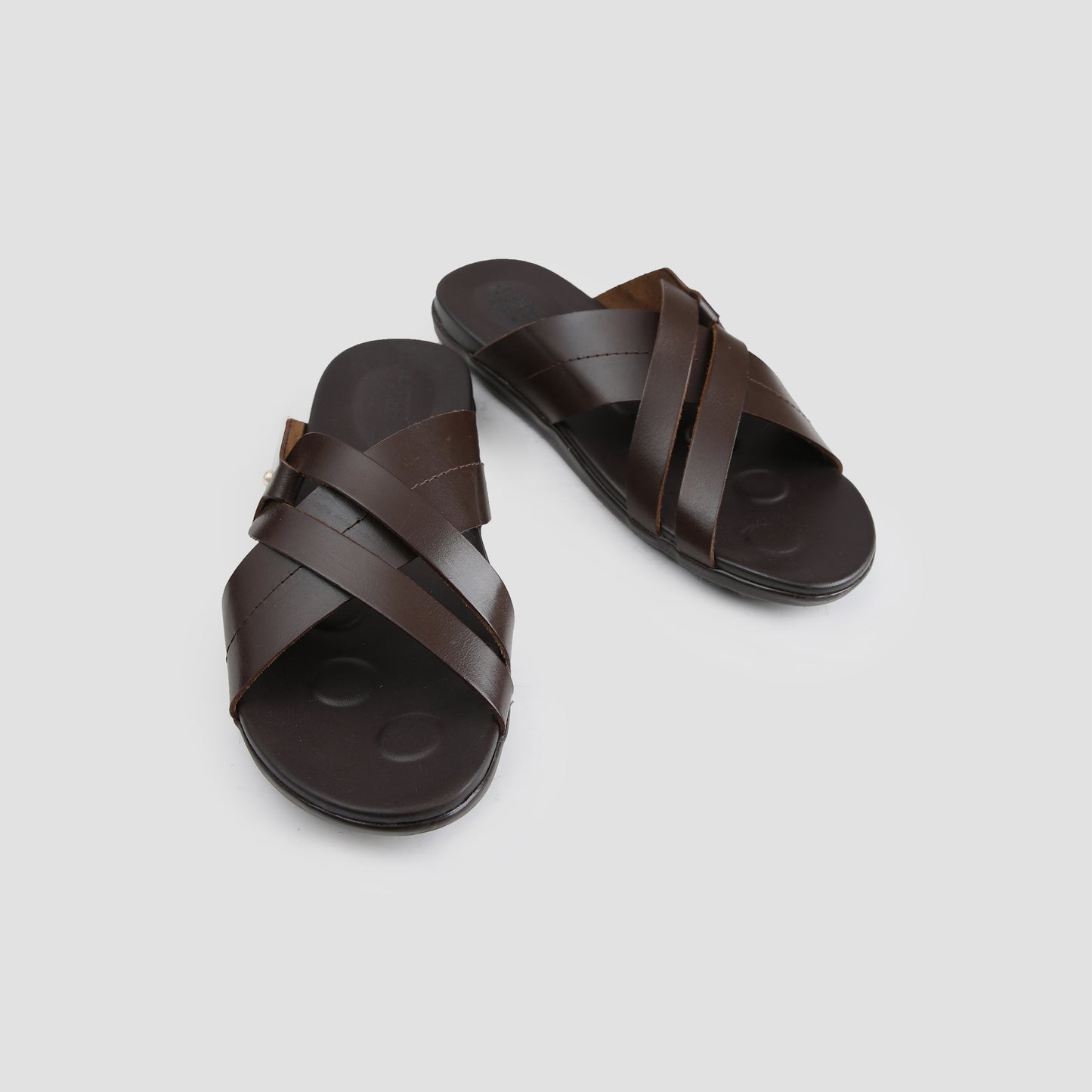 BROWN LEATHER COMFY SLIPPER