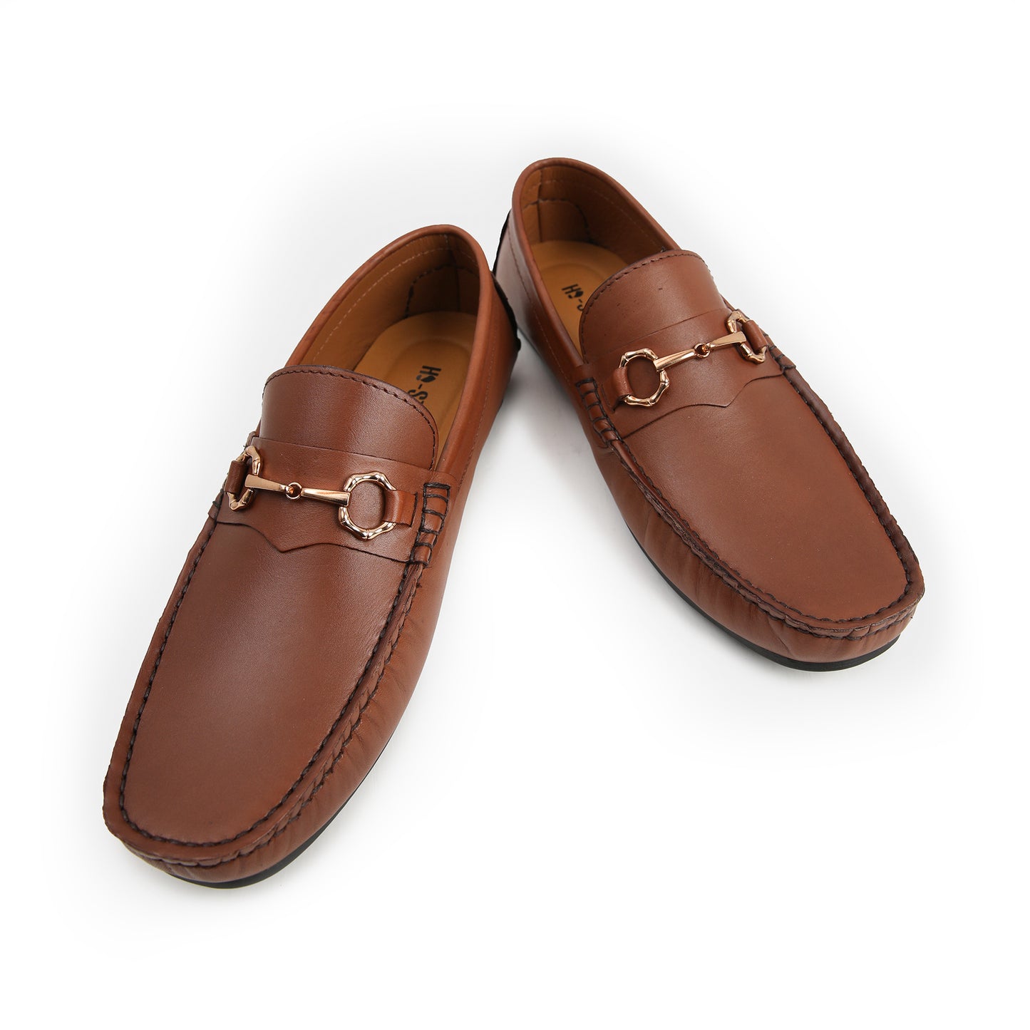 BROWN MOCCASIN WITH GOLDEN BUCKLE
