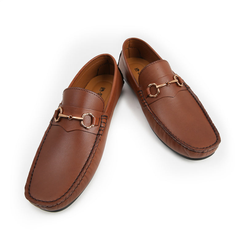BROWN MOCCASIN WITH GOLDEN BUCKLE