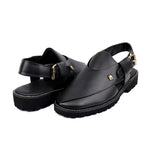 BLACK LEATHER TRADITIONAL SANDAL