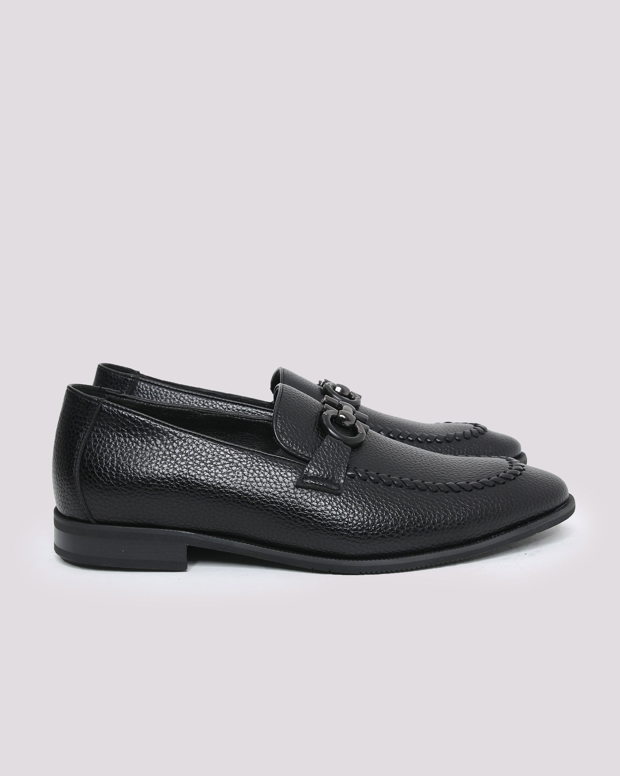 BLACK MILT TEXTURED SHOES