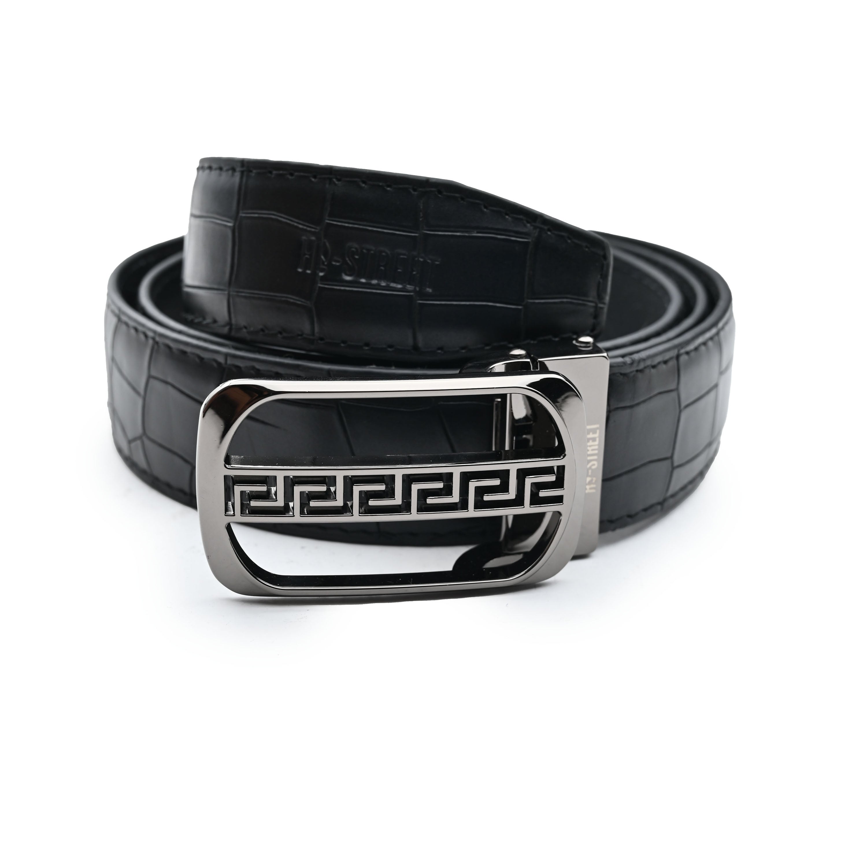 BLACK TEXTURED LEATHER BELT