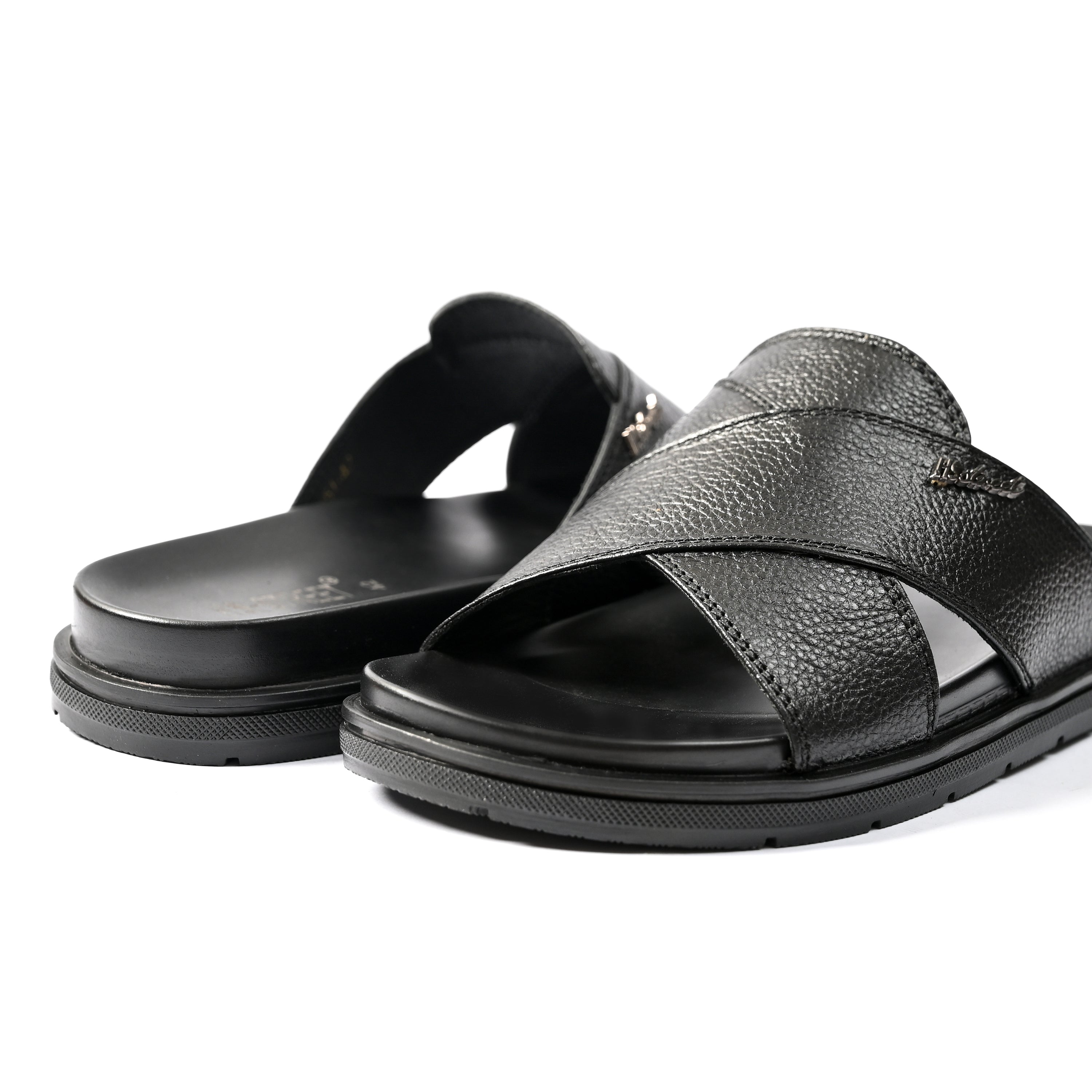 BLACK MILT LEATHER EVA SLIPPER