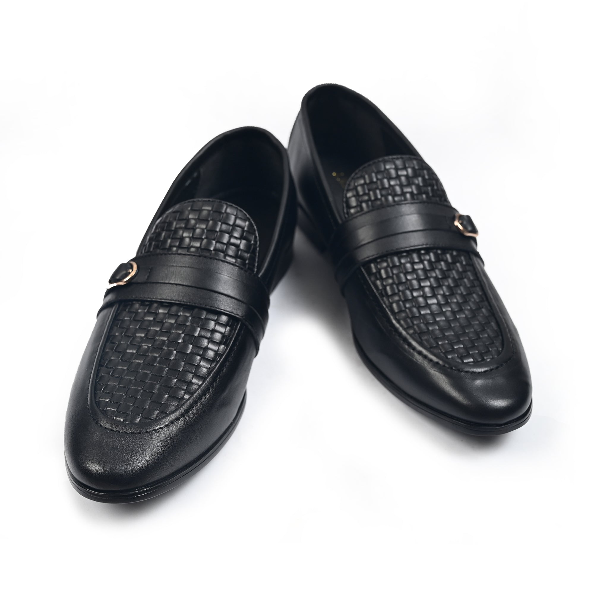 BLACK BRAIDED LEATHER SHOES