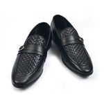 BLACK BRAIDED LEATHER SHOES