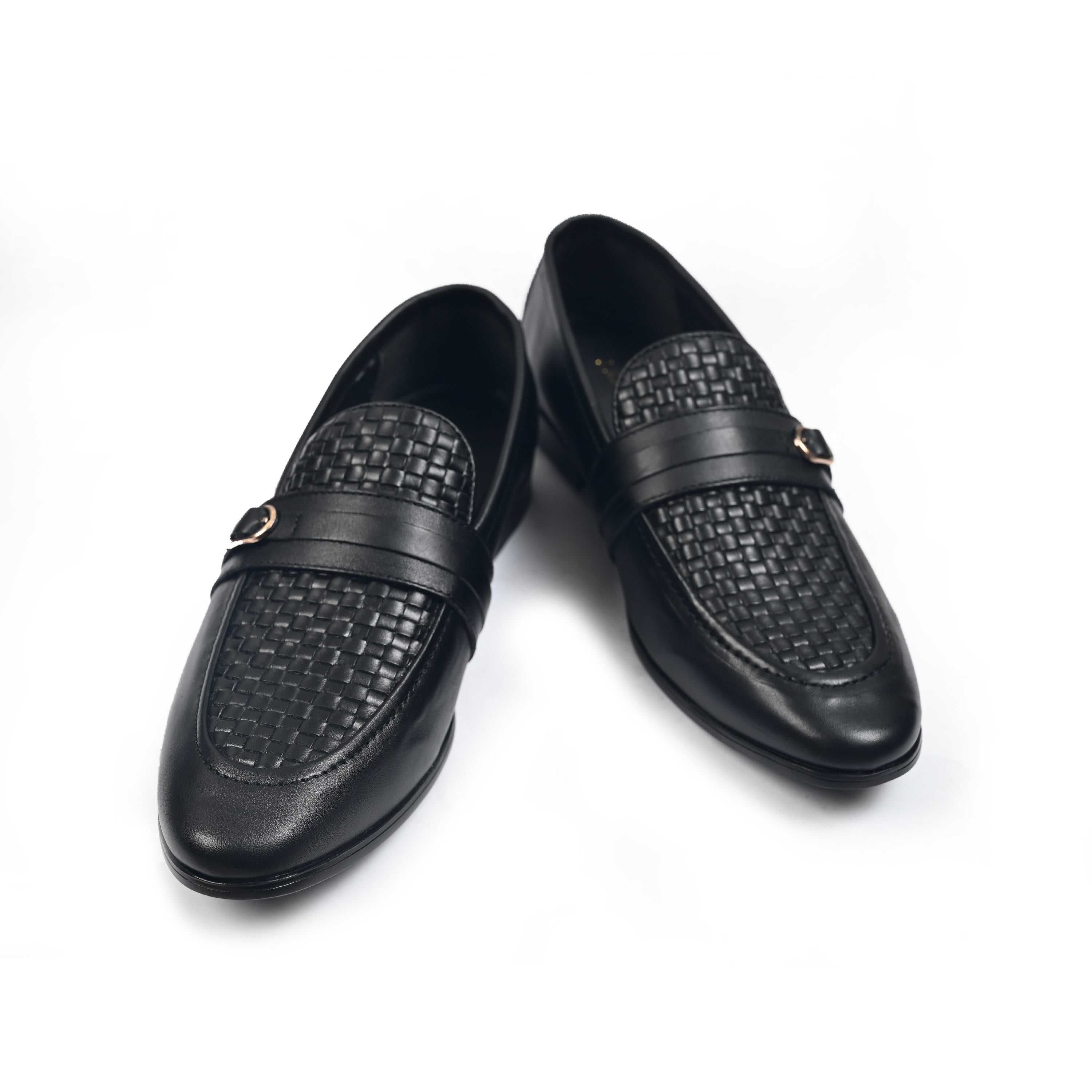 BLACK BRAIDED LEATHER SHOES