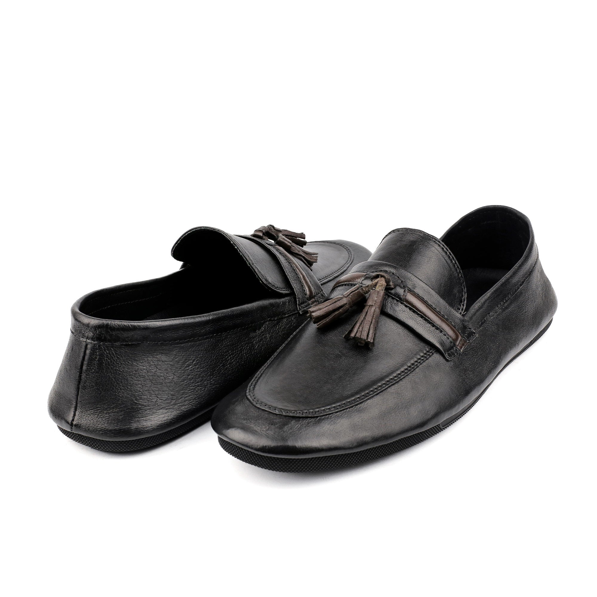 BLACK LEATHER FLEXIBLE LOAFER