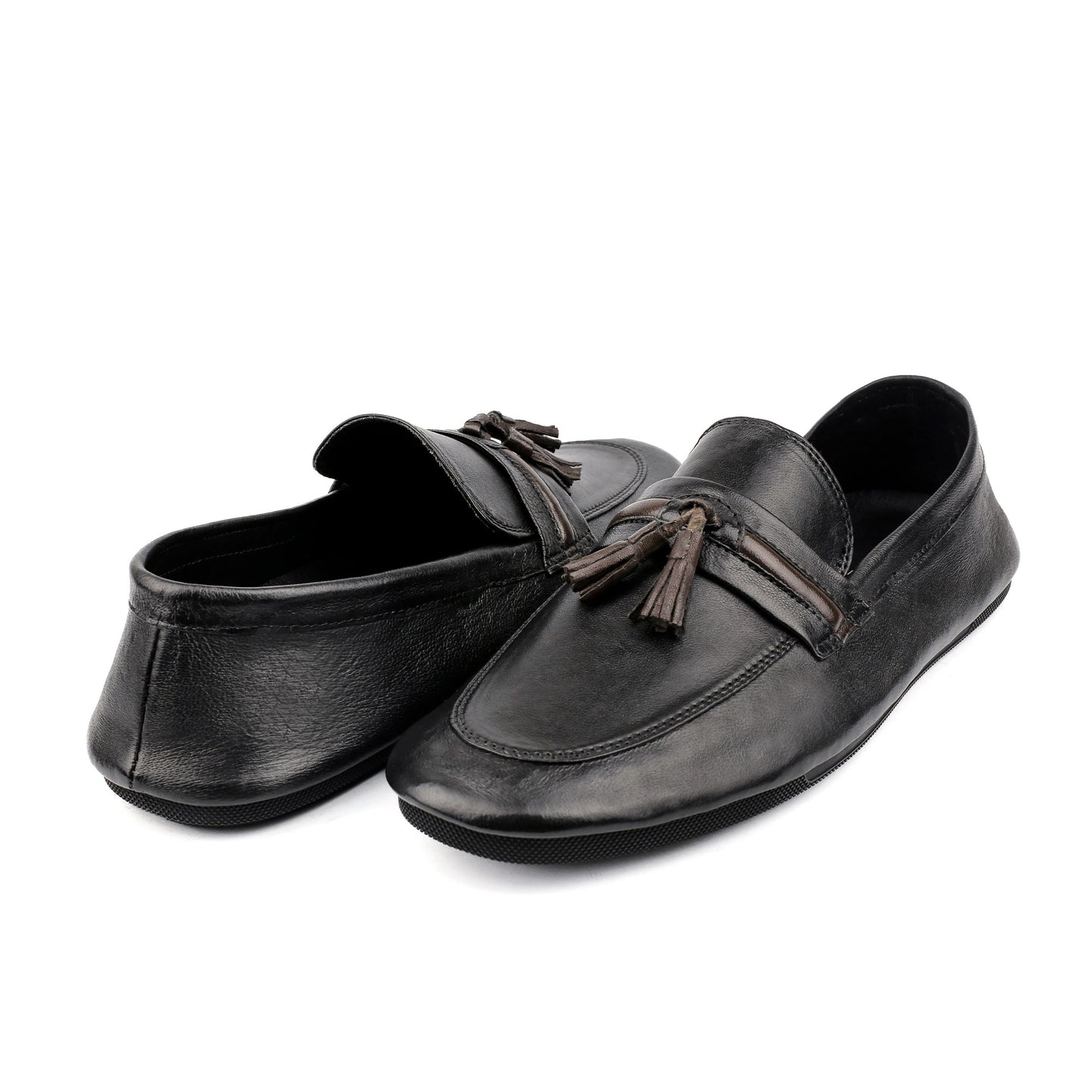 BLACK LEATHER FLEXIBLE LOAFER