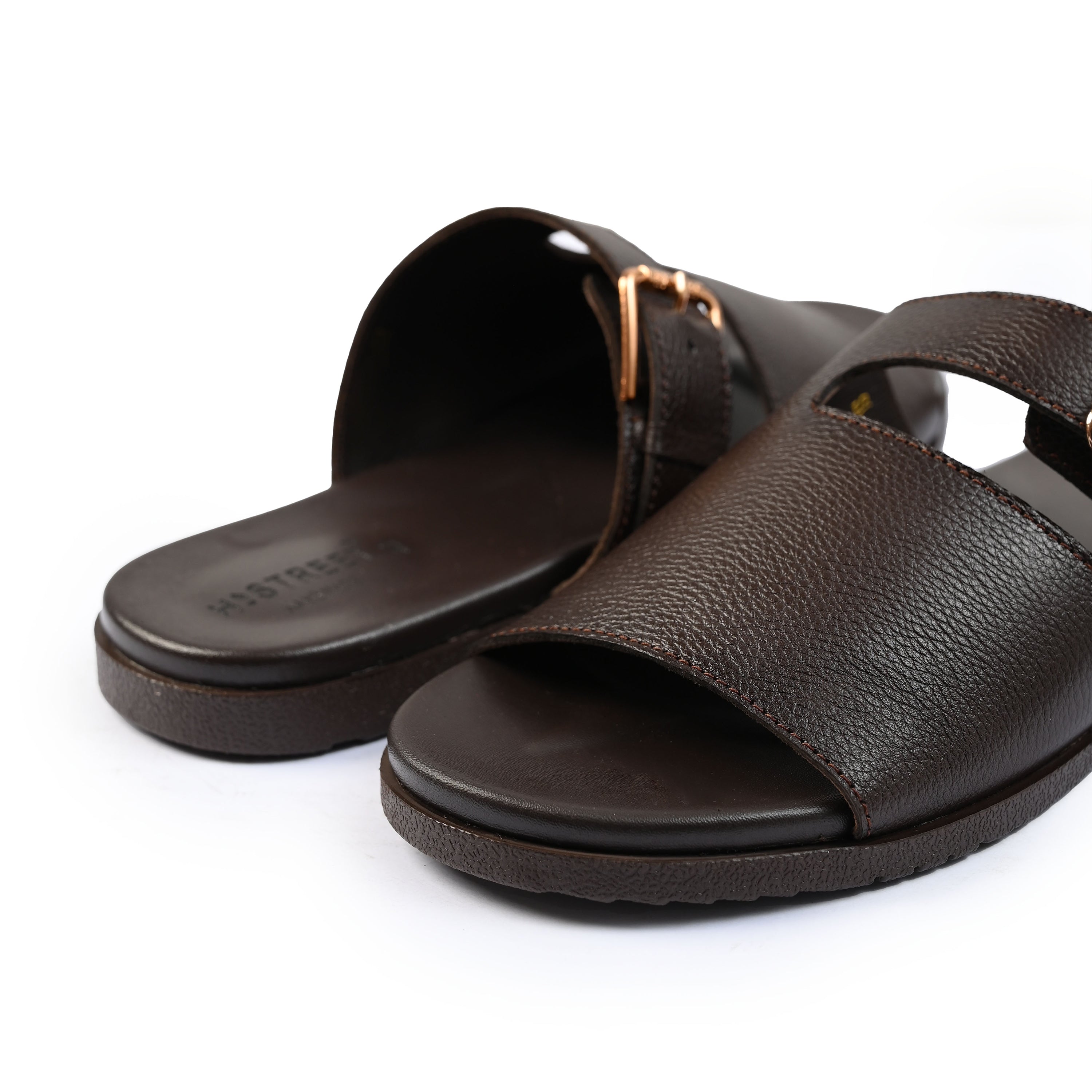 BROWN LEATHER COMFY SLIPPER